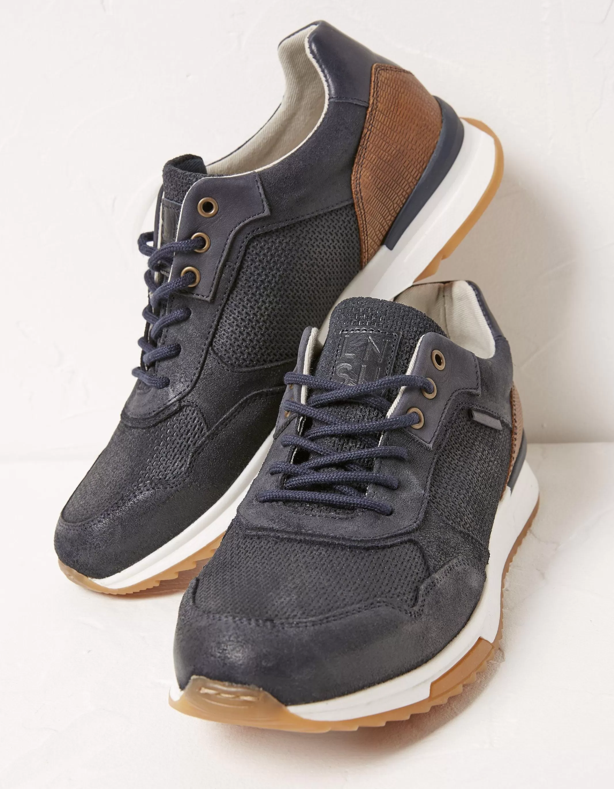 Clearance FatFace Leather Trainer Navy