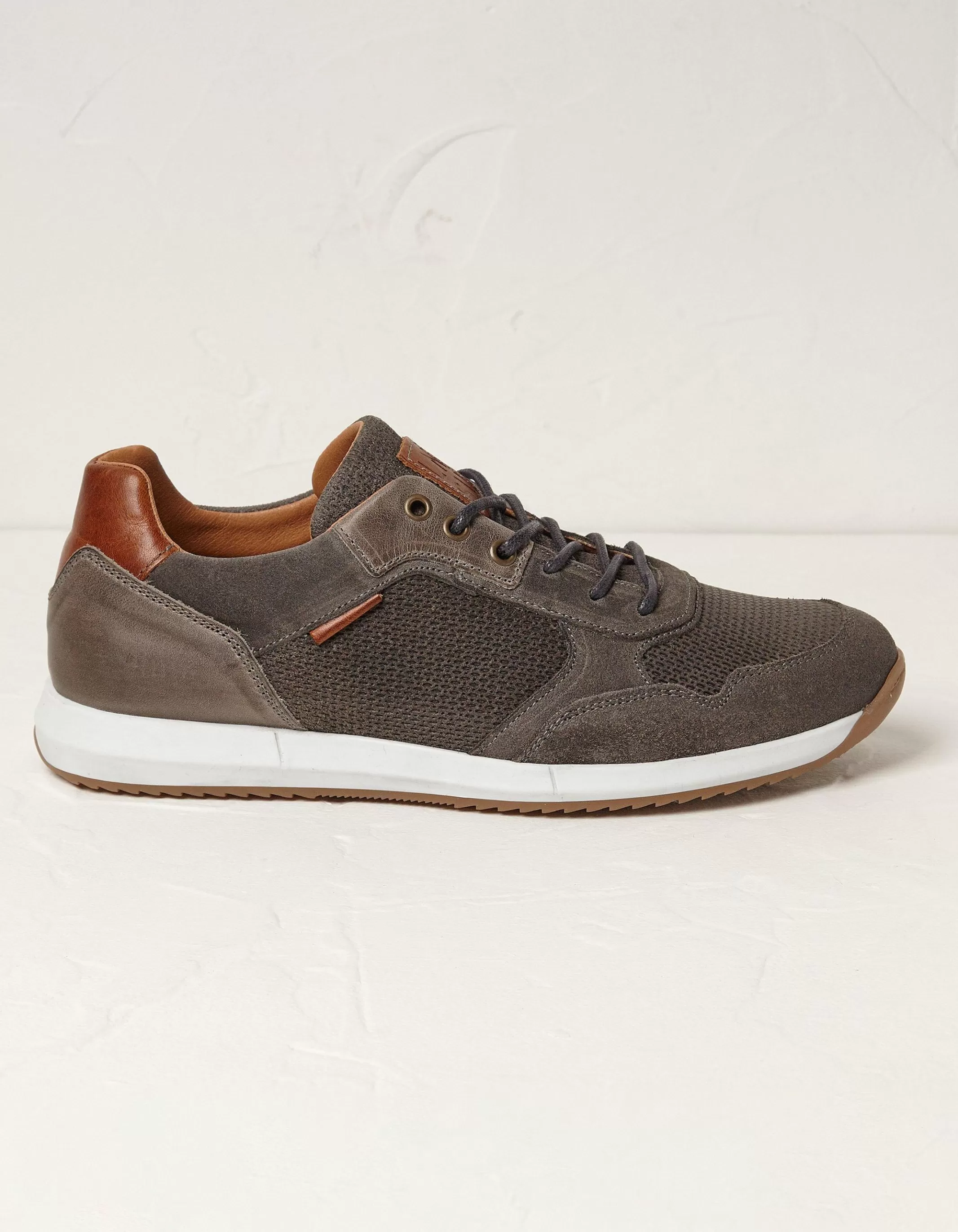 Hot FatFace Leather Trainer Grey