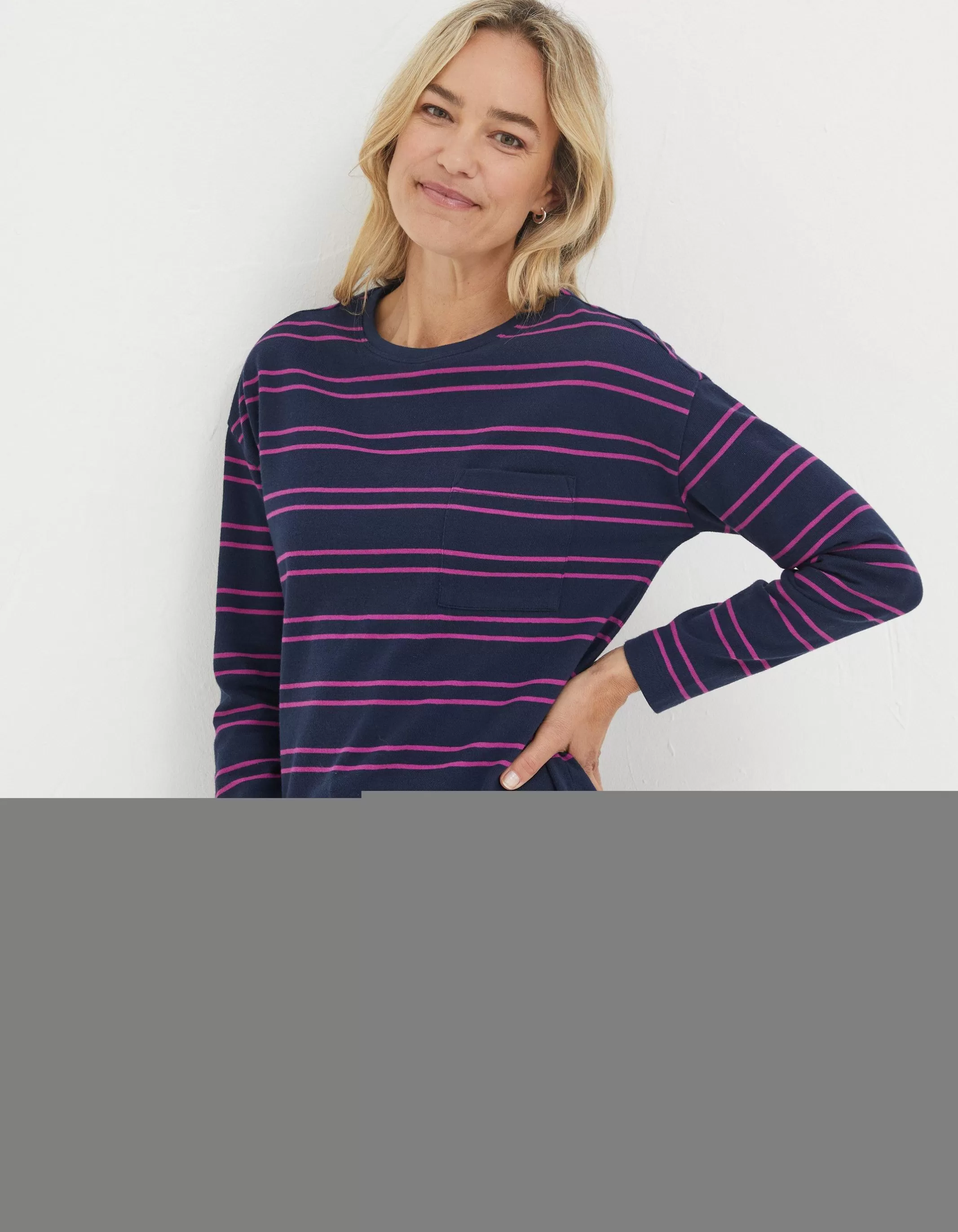 Clearance FatFace Leena Stripe Tunic Navy