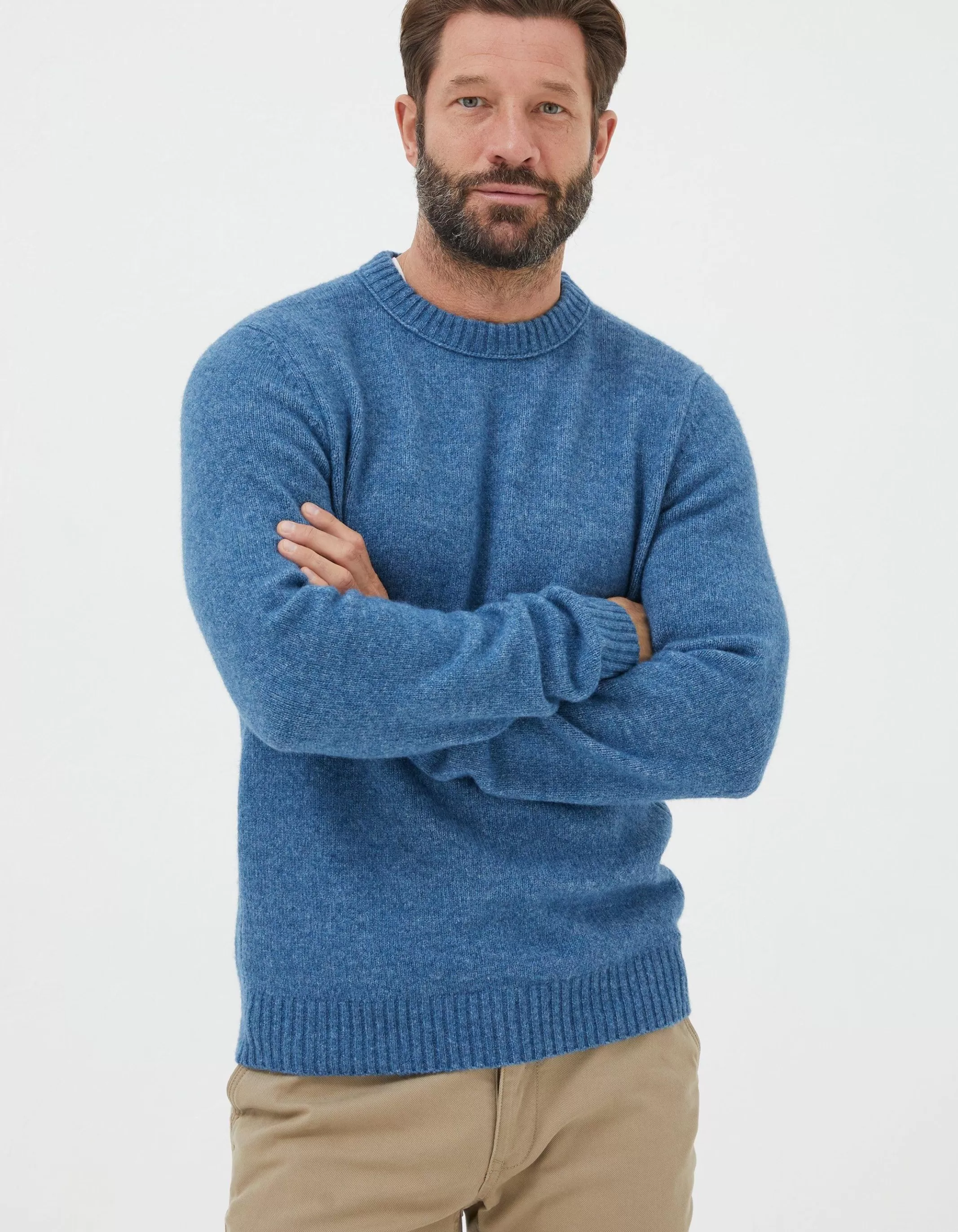 Cheap FatFace Lewes Crew Jumper Washed Blue