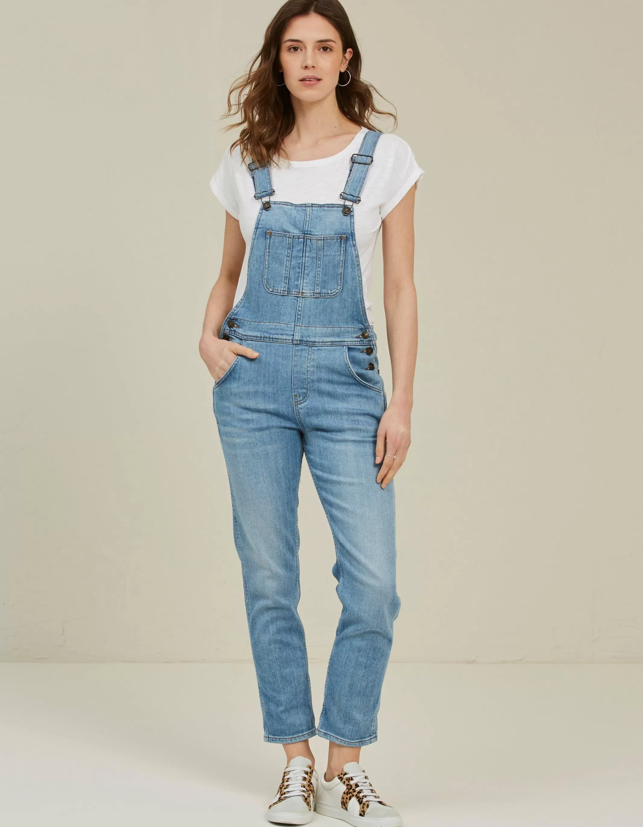 Hot FatFace Lewes Dungarees Light Wash