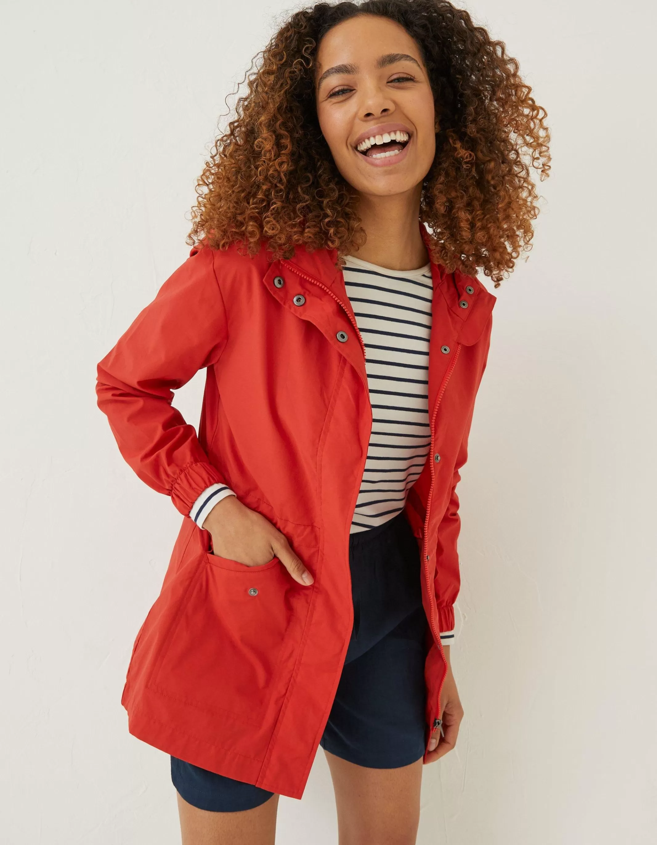 New FatFace Lily Lightweight Parka Bright Red