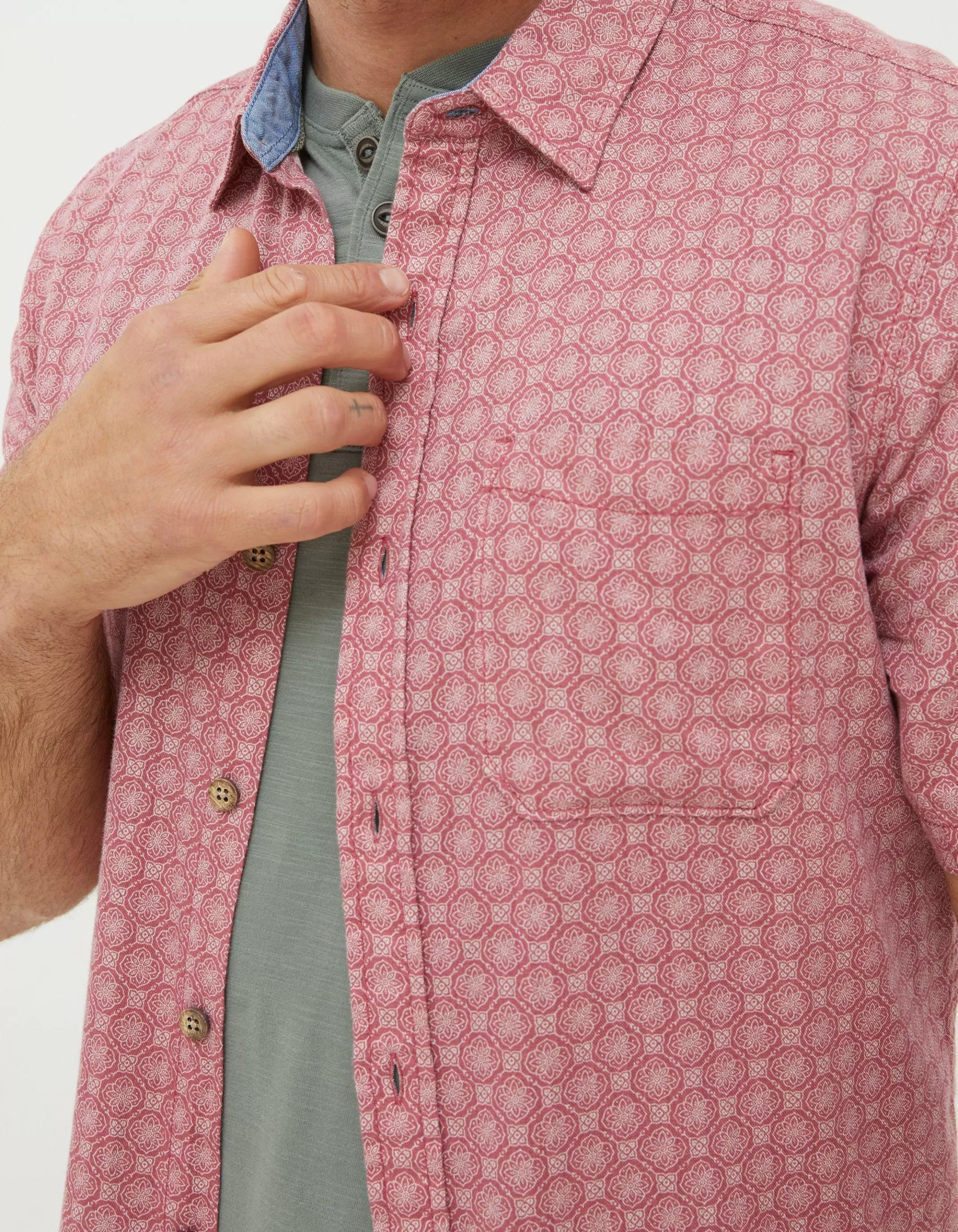 Store FatFace Linear Print Shirt Light Pink