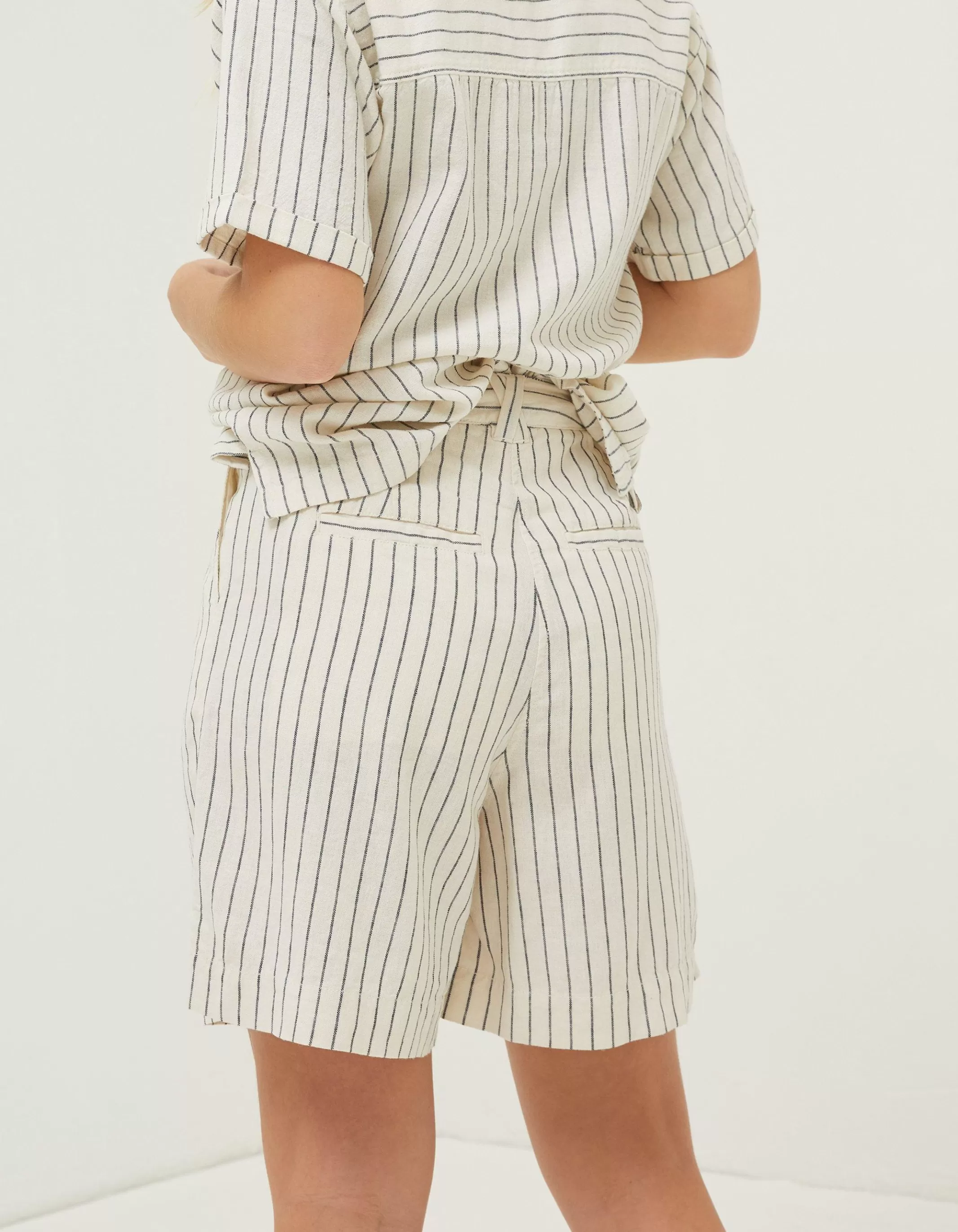 Flash Sale FatFace Linen Stripe Shorts Cream