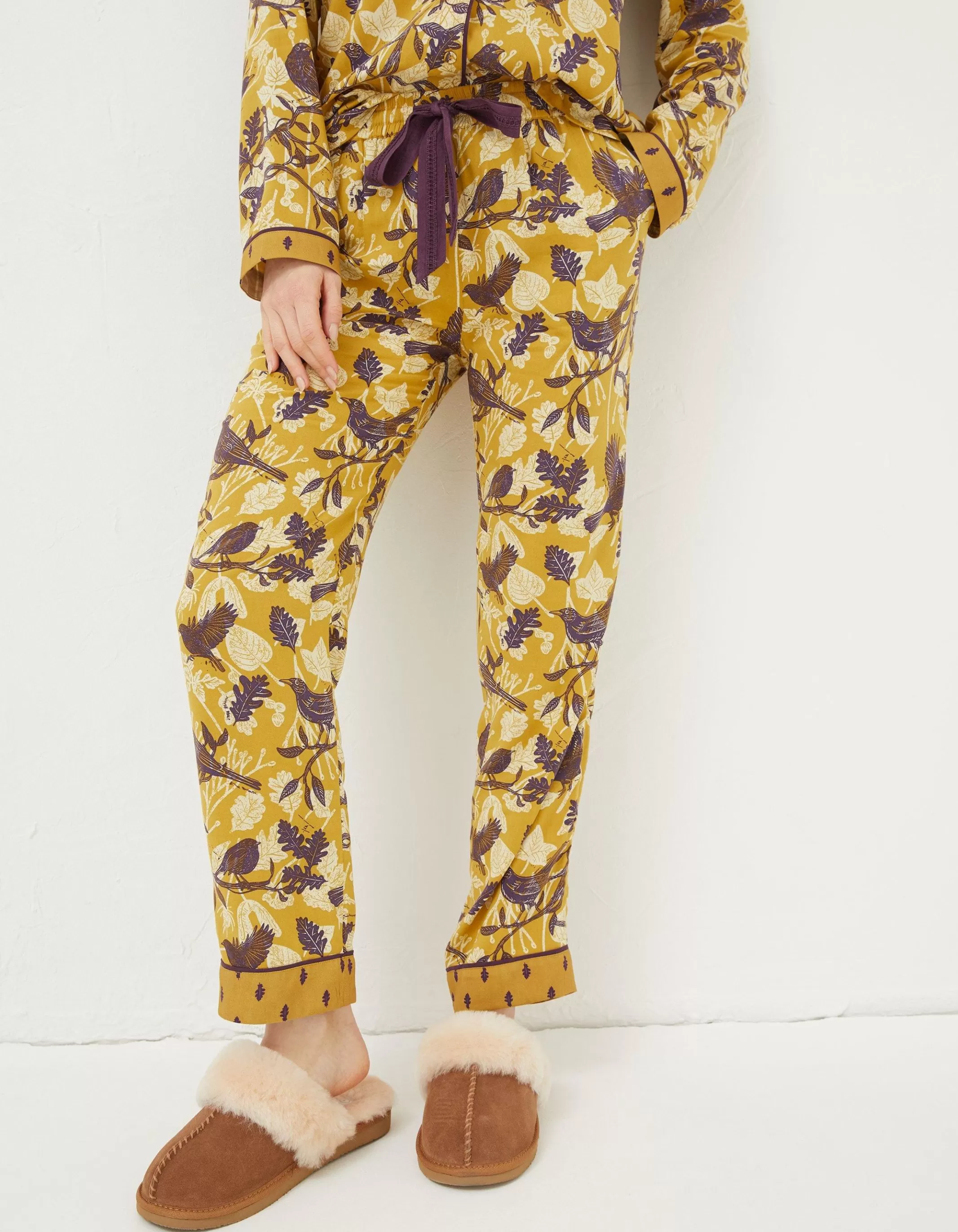 Fashion FatFace Lino Bird Pyjama Bottoms Washed Yellow