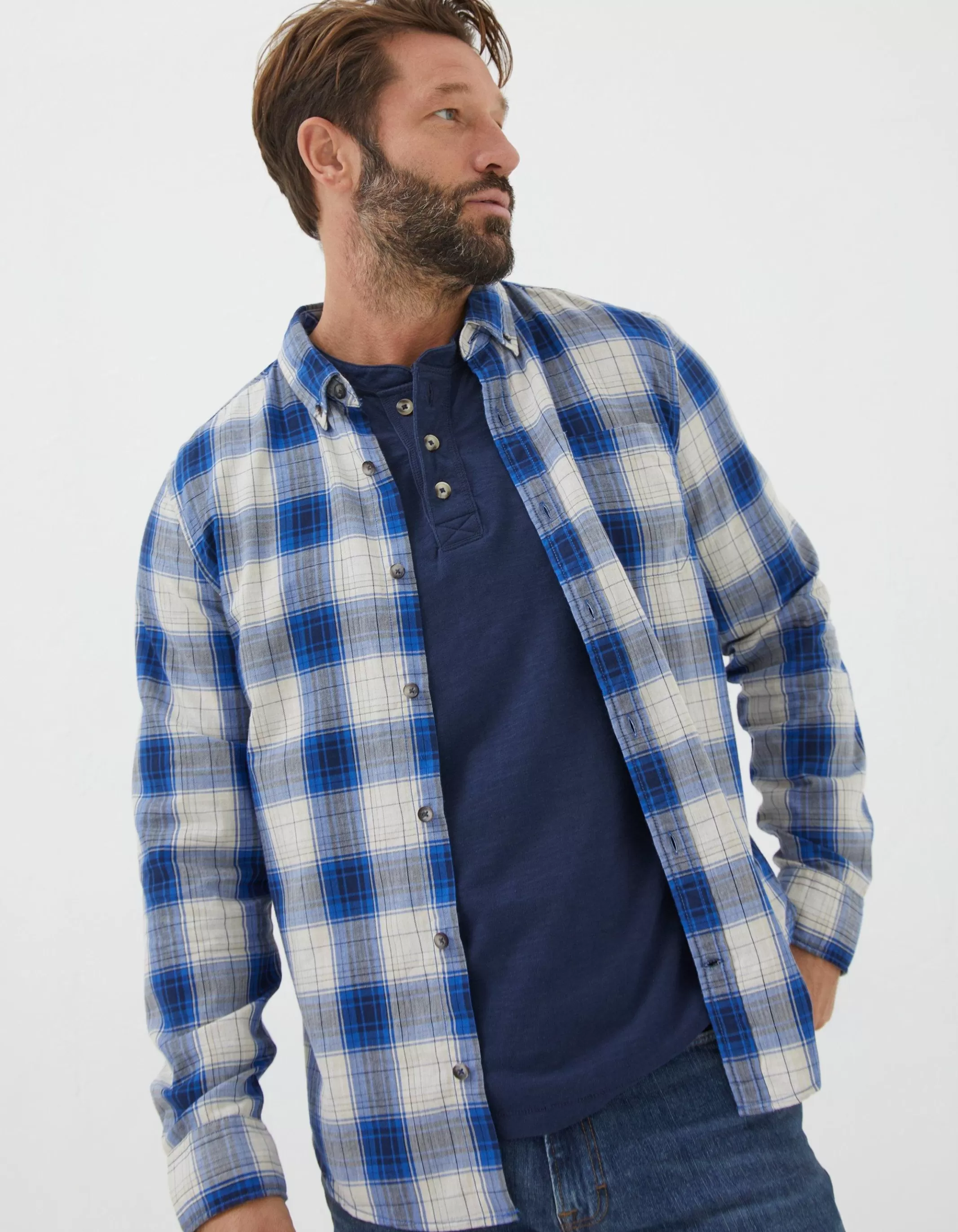 Clearance FatFace Lockwood Check Shirt Cobalt Blue