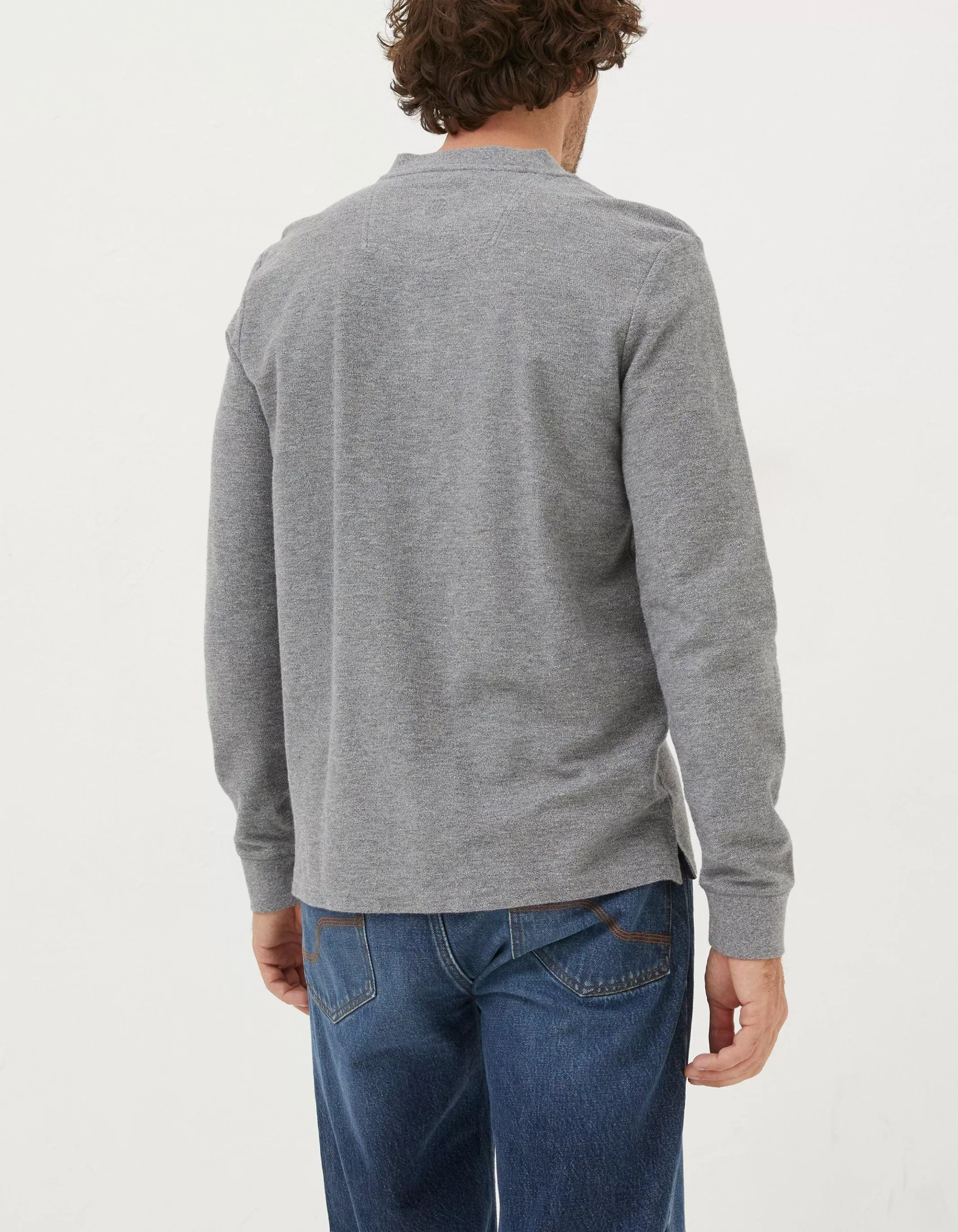 Cheap FatFace Long Sleeve Kintbury Henley Grey Marl