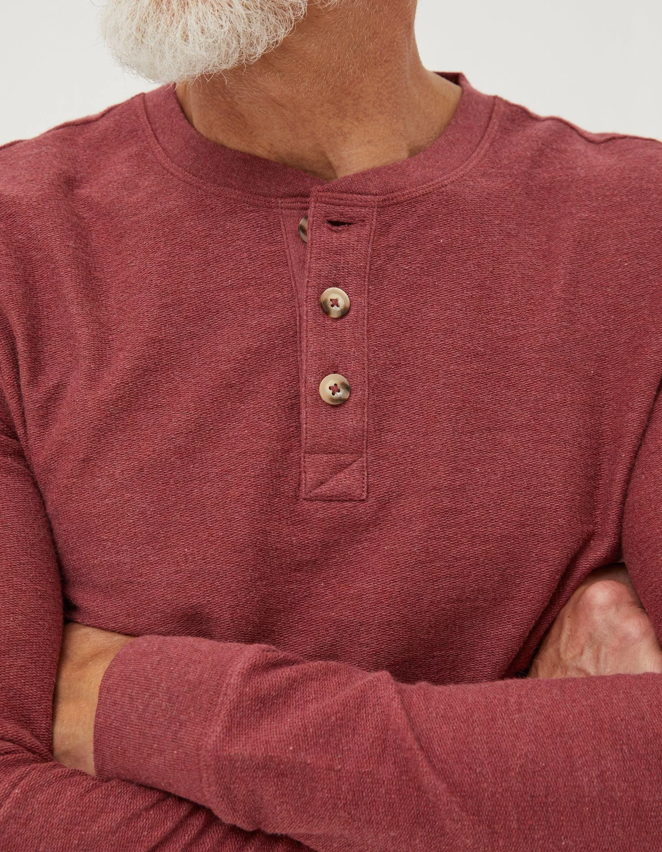 New FatFace Long Sleeve Kintbury Henley Burgundy