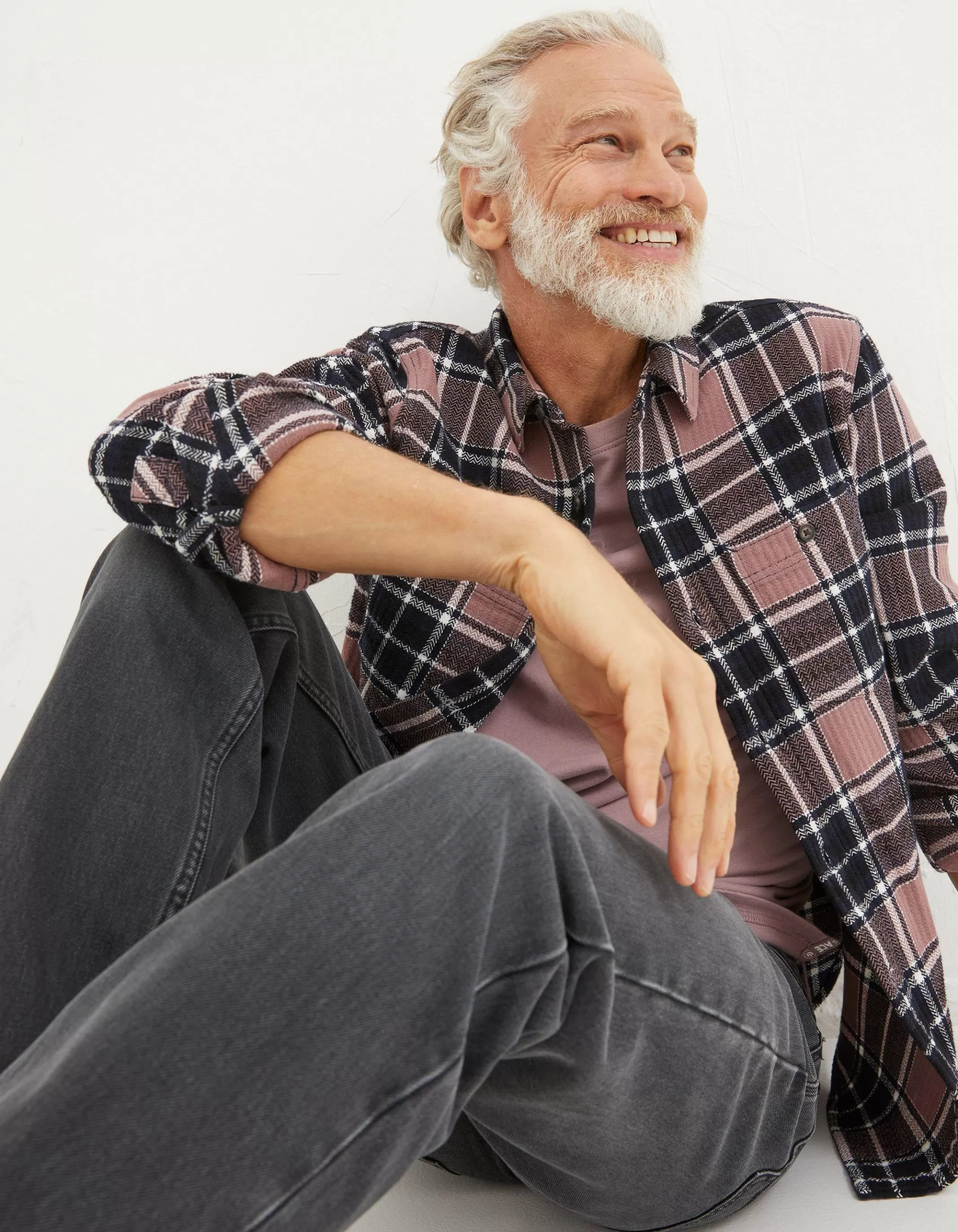 Outlet FatFace Long Sleeve Ripley Check Shirt Washed Purple