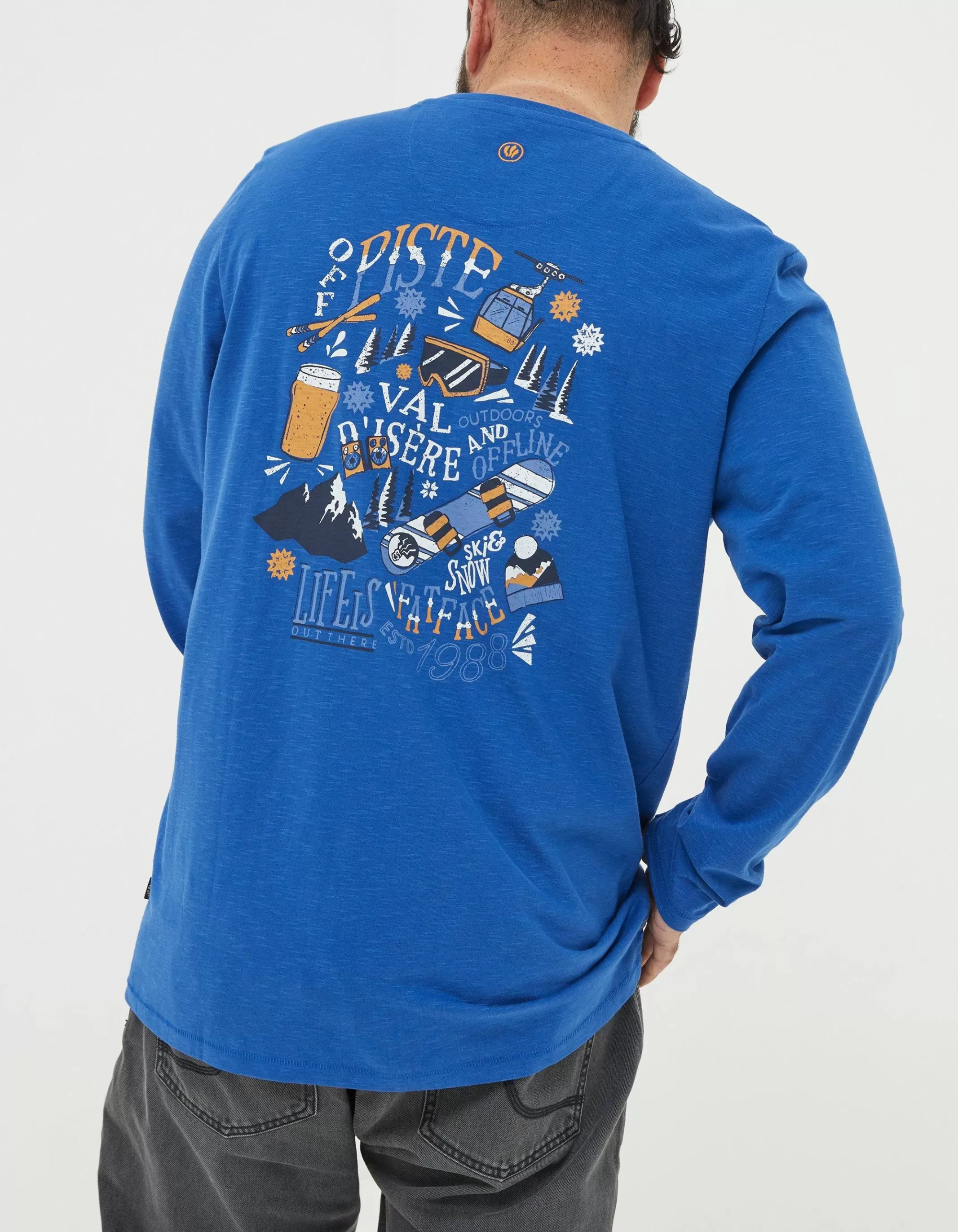 Online FatFace Long Sleeve Val D'Isere T-Shirt Blue