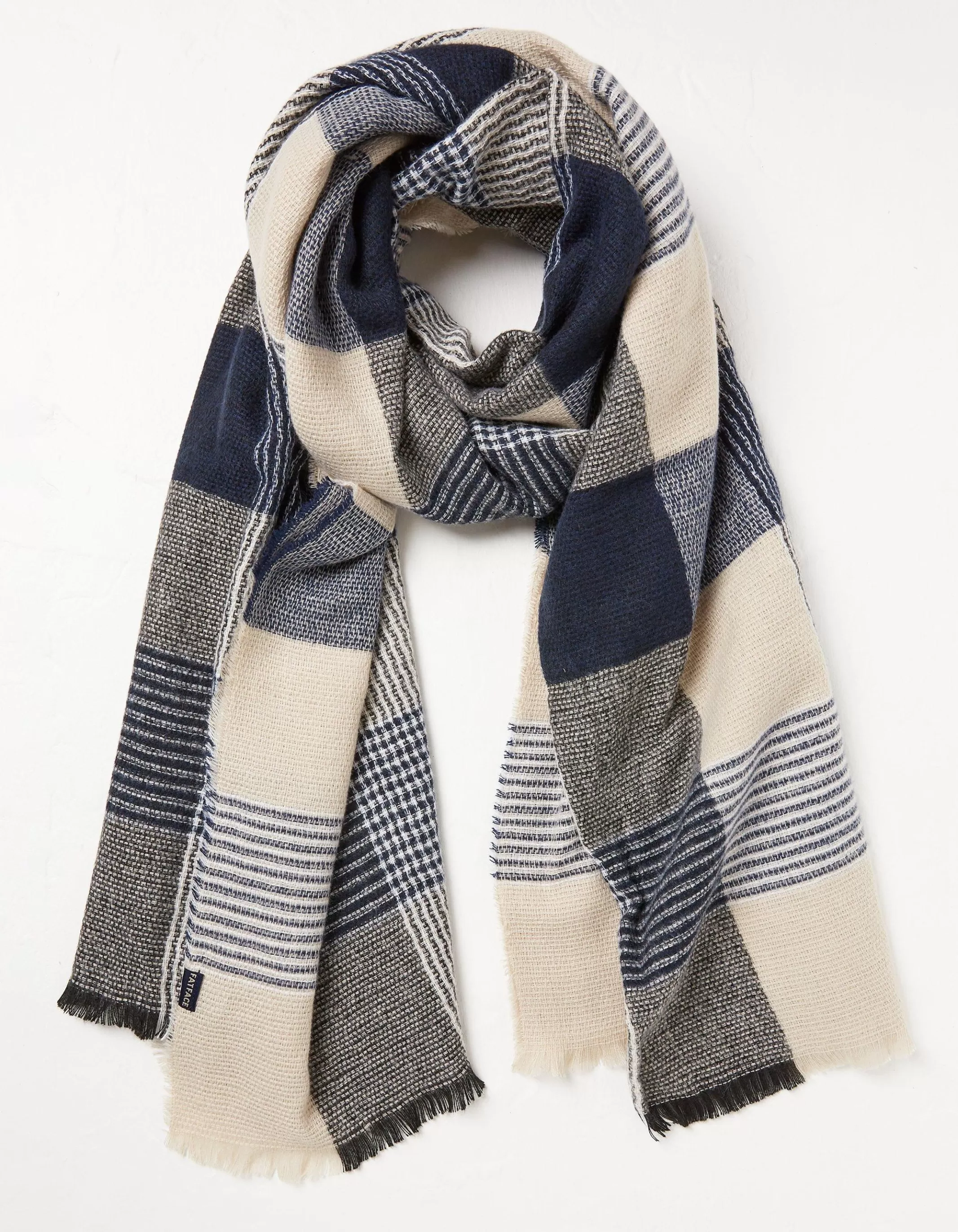 Store FatFace Lori Large Check Scarf Navy