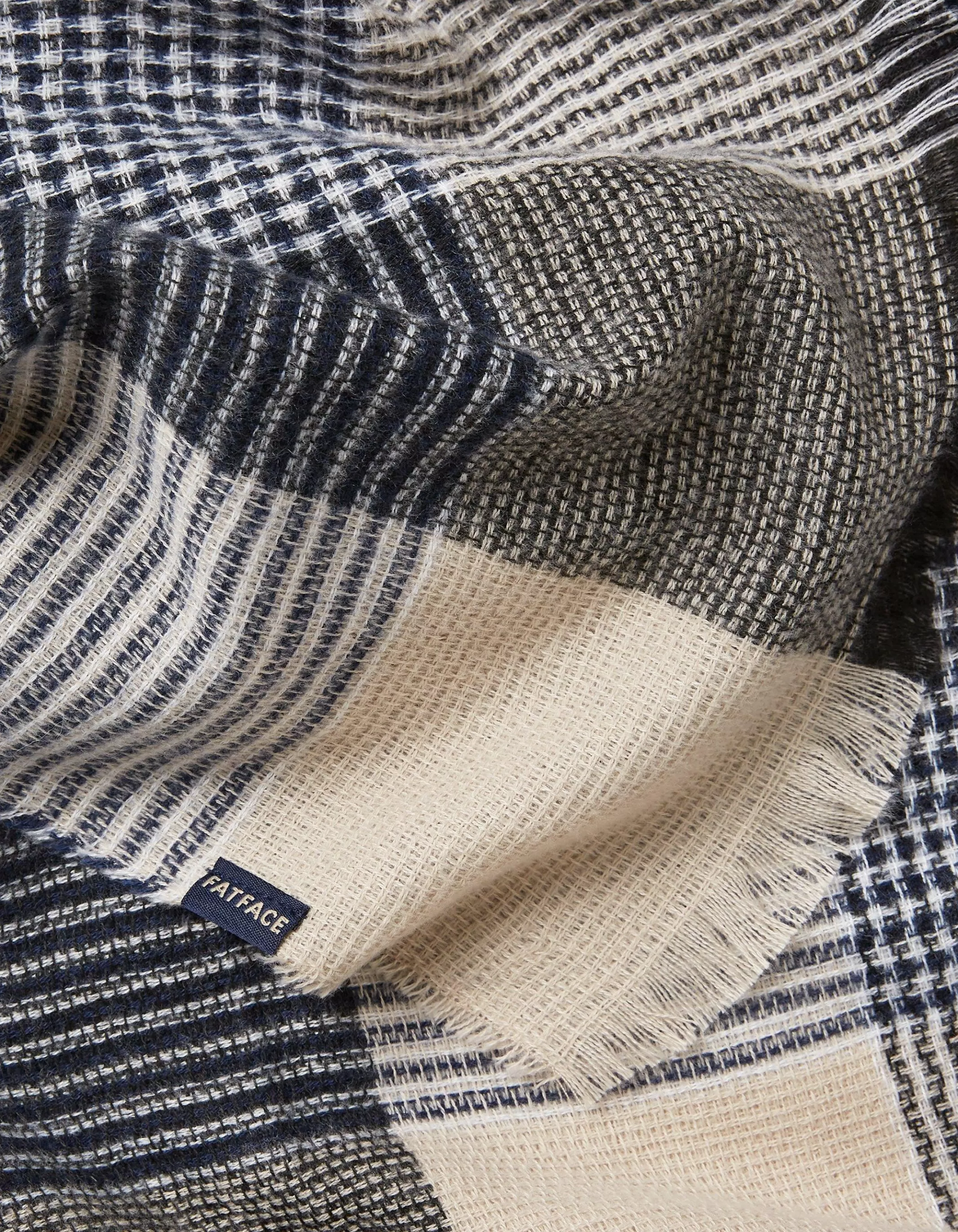Store FatFace Lori Large Check Scarf Navy