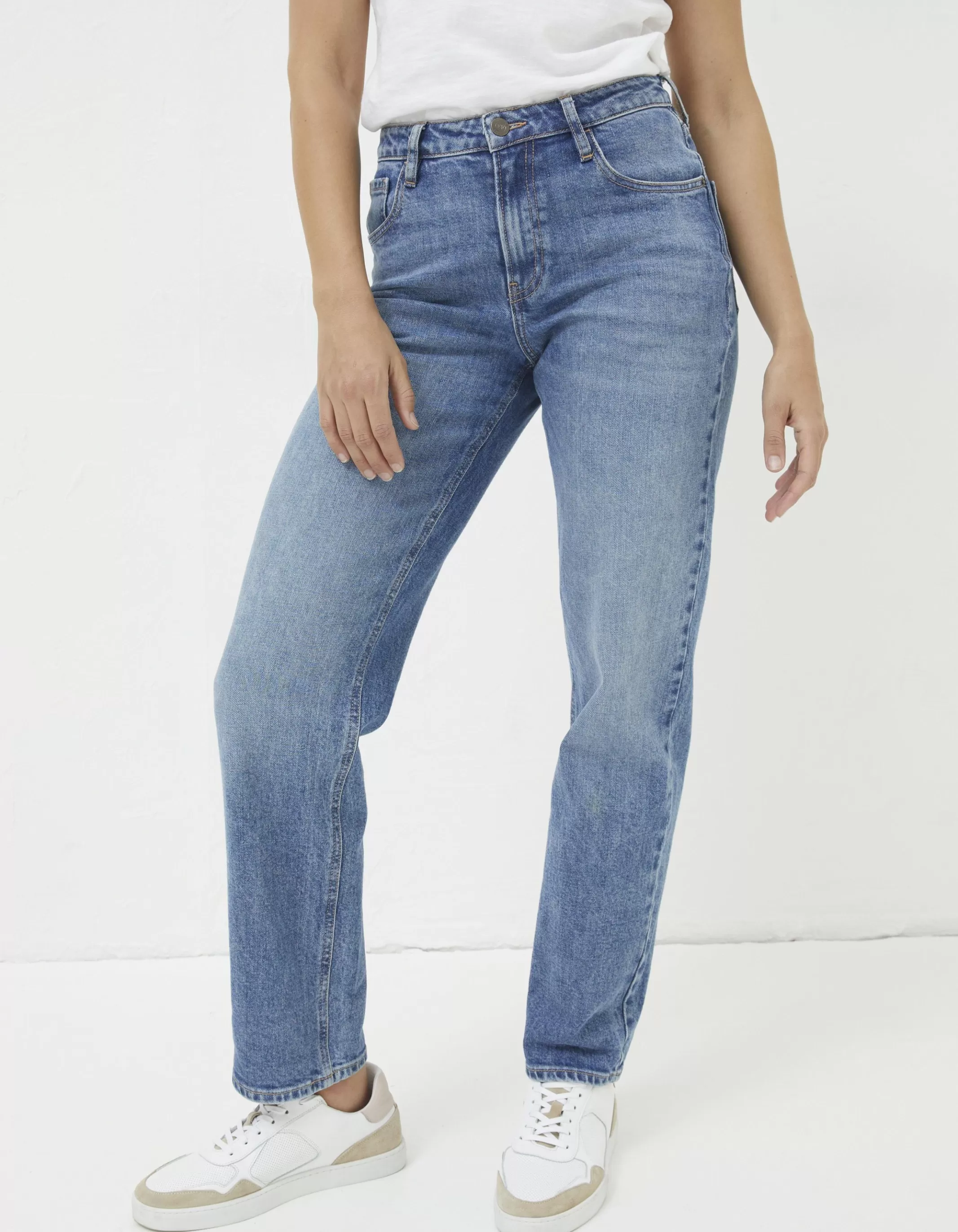 Shop FatFace Ludlow Boyfriend Jeans Mid Blue