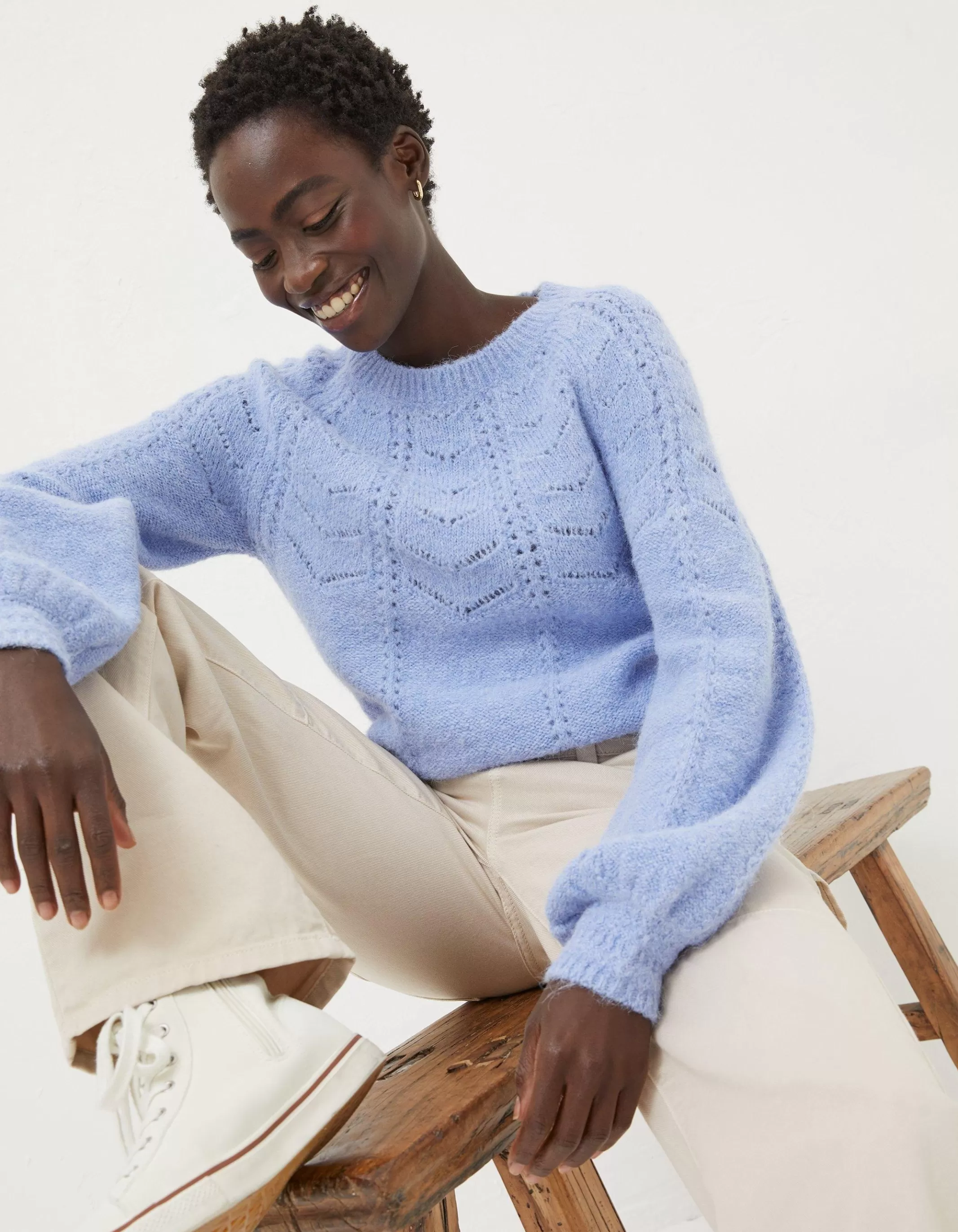 Outlet FatFace Luella Lofty Crew Neck Jumper Washed Blue