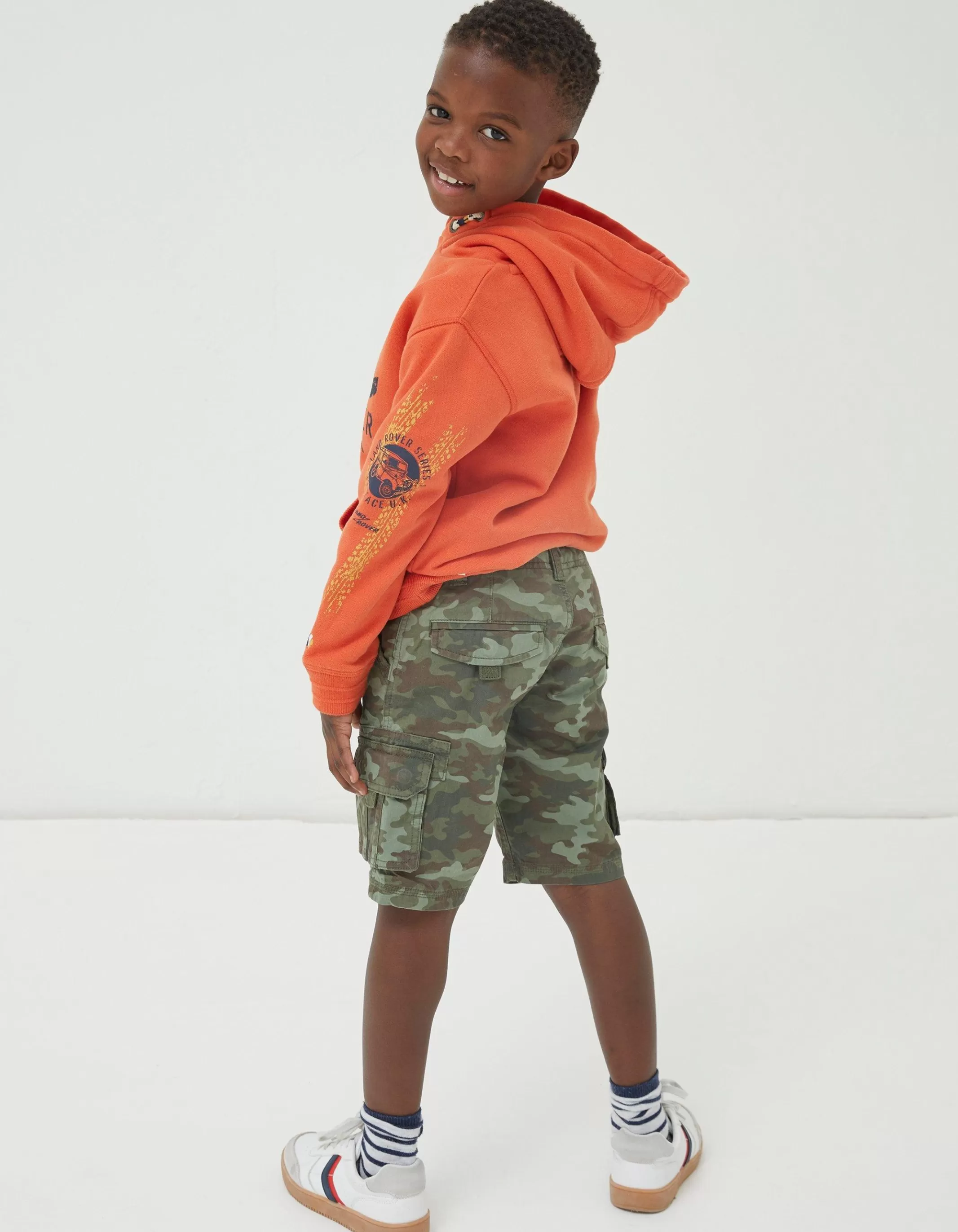 Discount FatFace Lulworth Camo Cargo Shorts Khaki Green