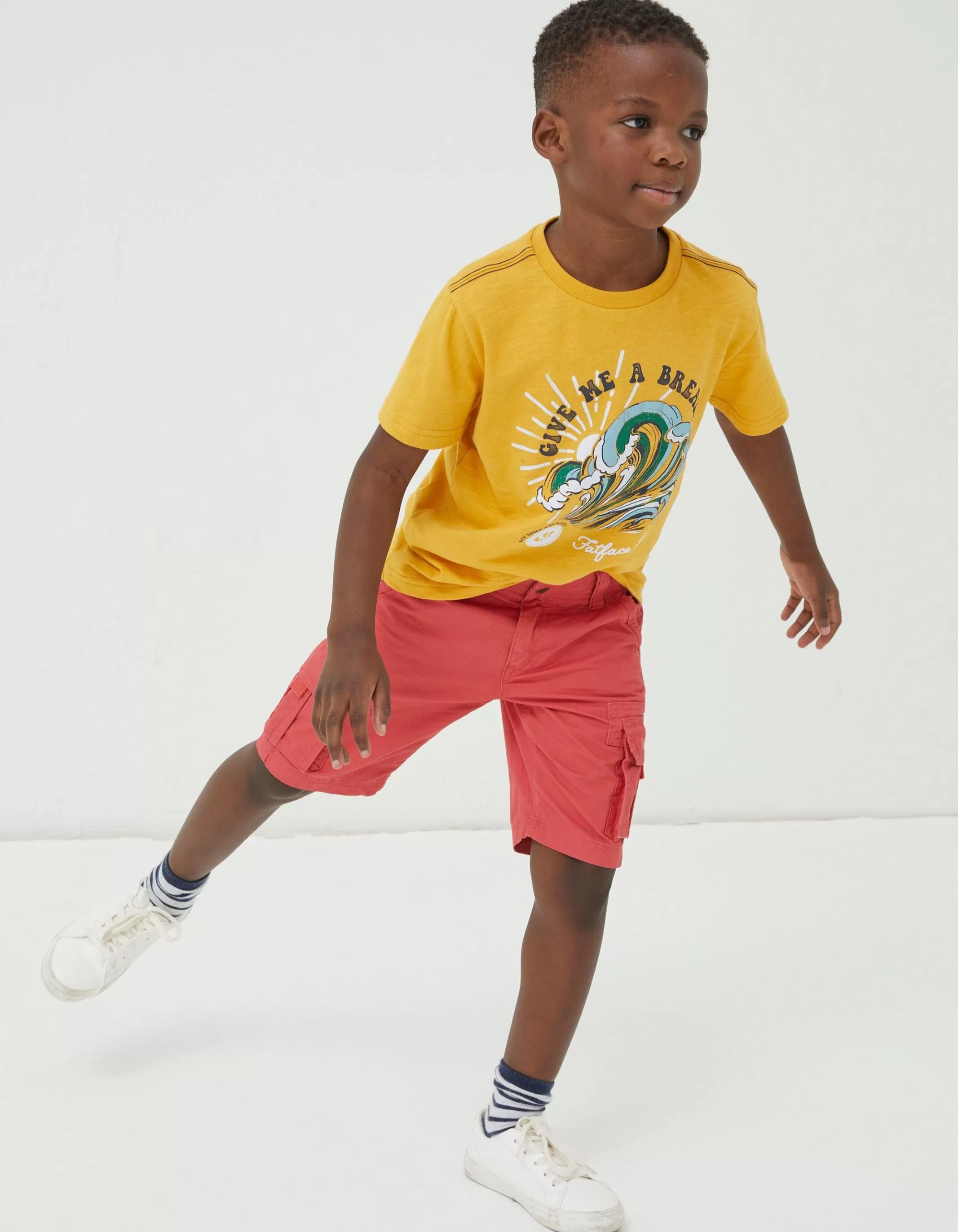 Cheap FatFace Lulworth Cargo Shorts Washed Red