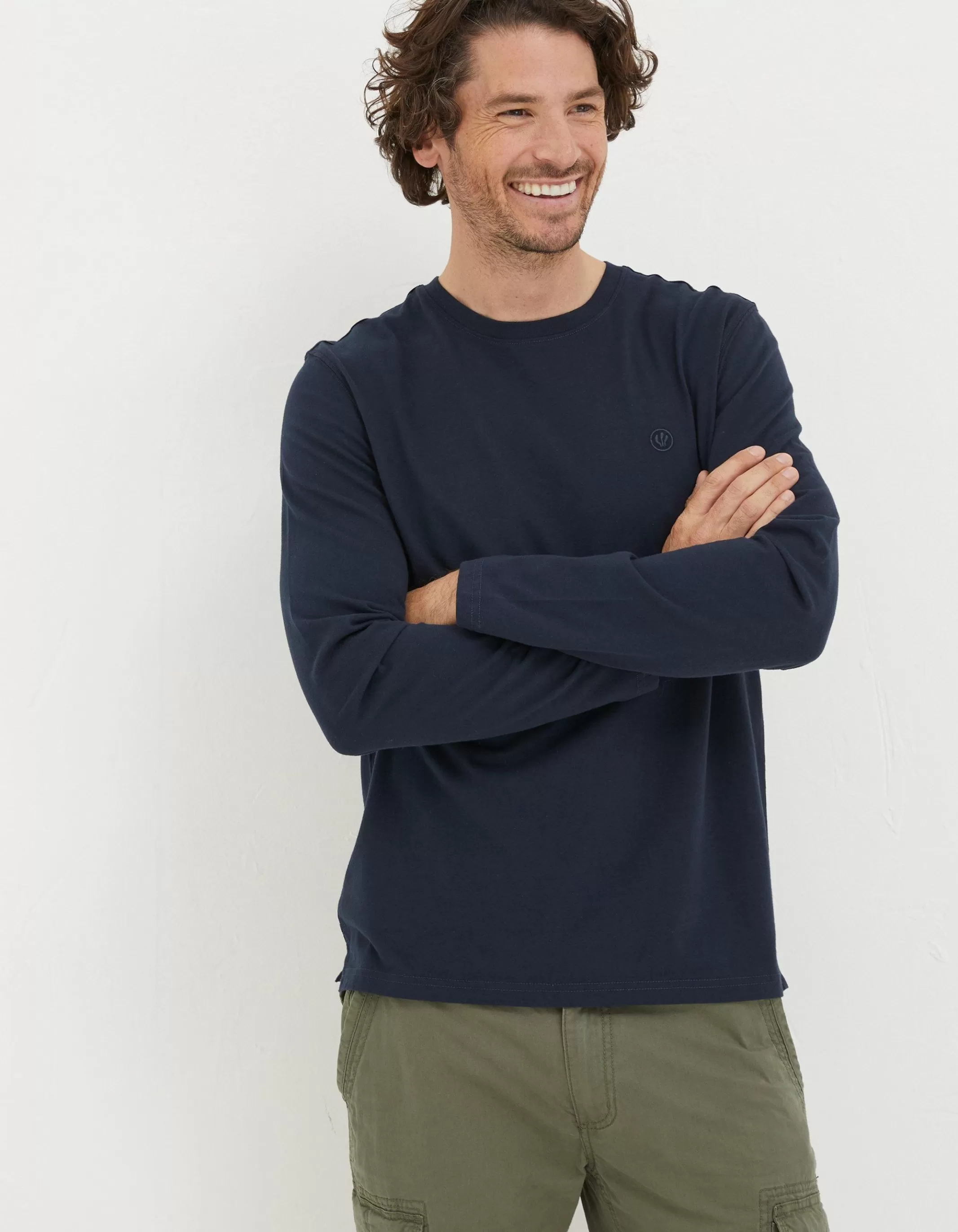 Discount FatFace Lulworth Long Sleeve T-Shirt Navy