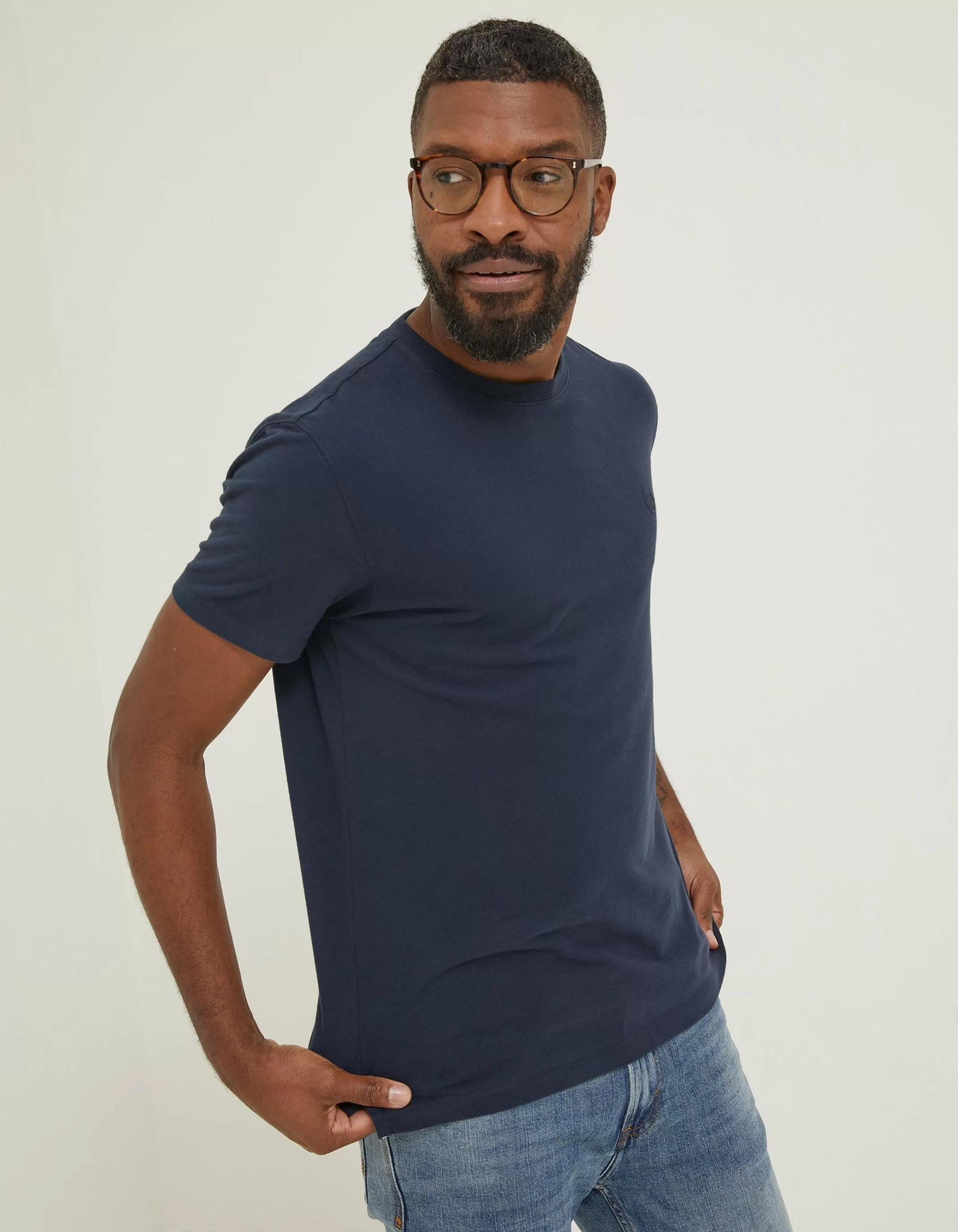 New FatFace Lulworth Organic Cotton Crew T-Shirt Navy