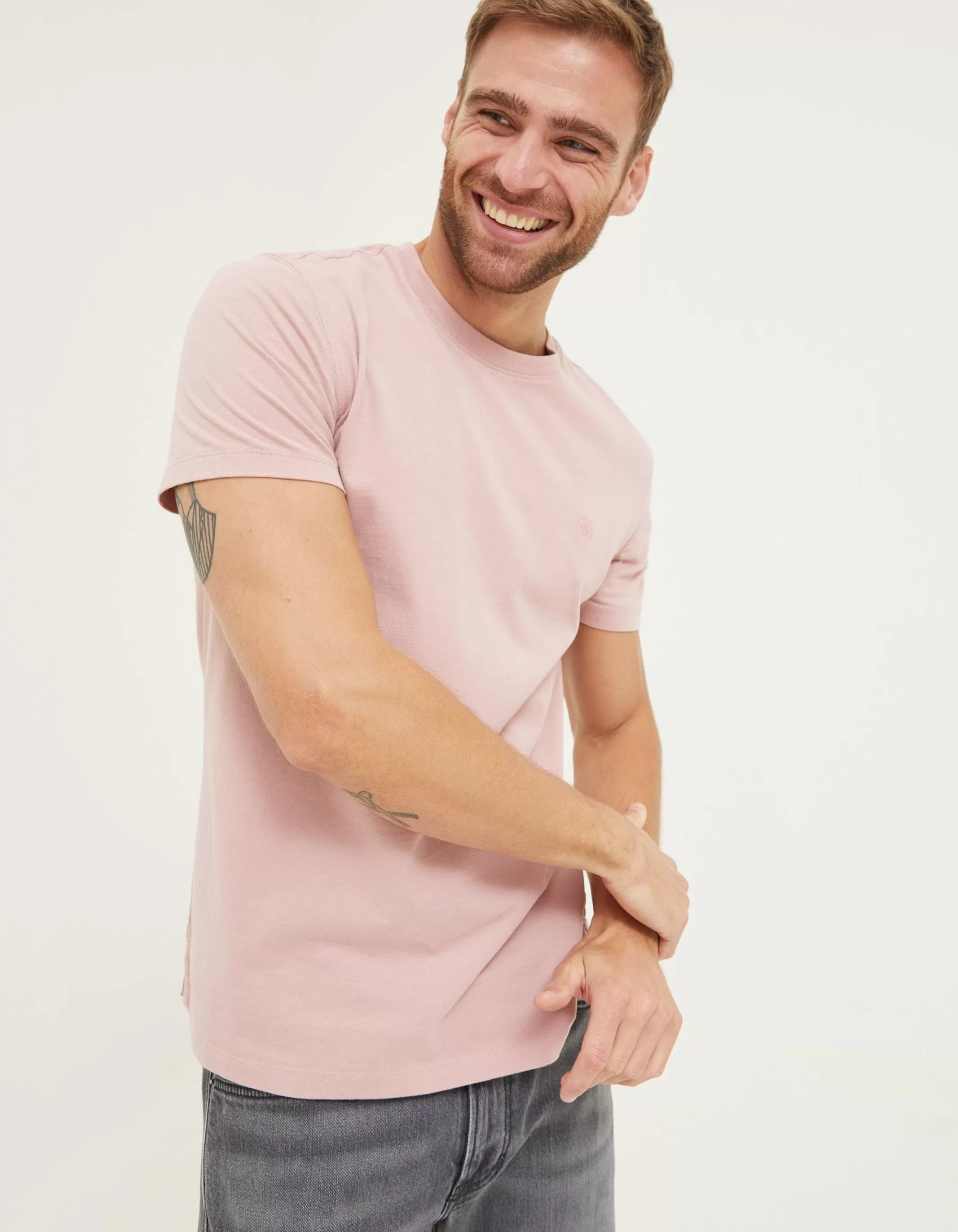 Online FatFace Lulworth Organic Cotton Crew T-Shirt Dusky Pink
