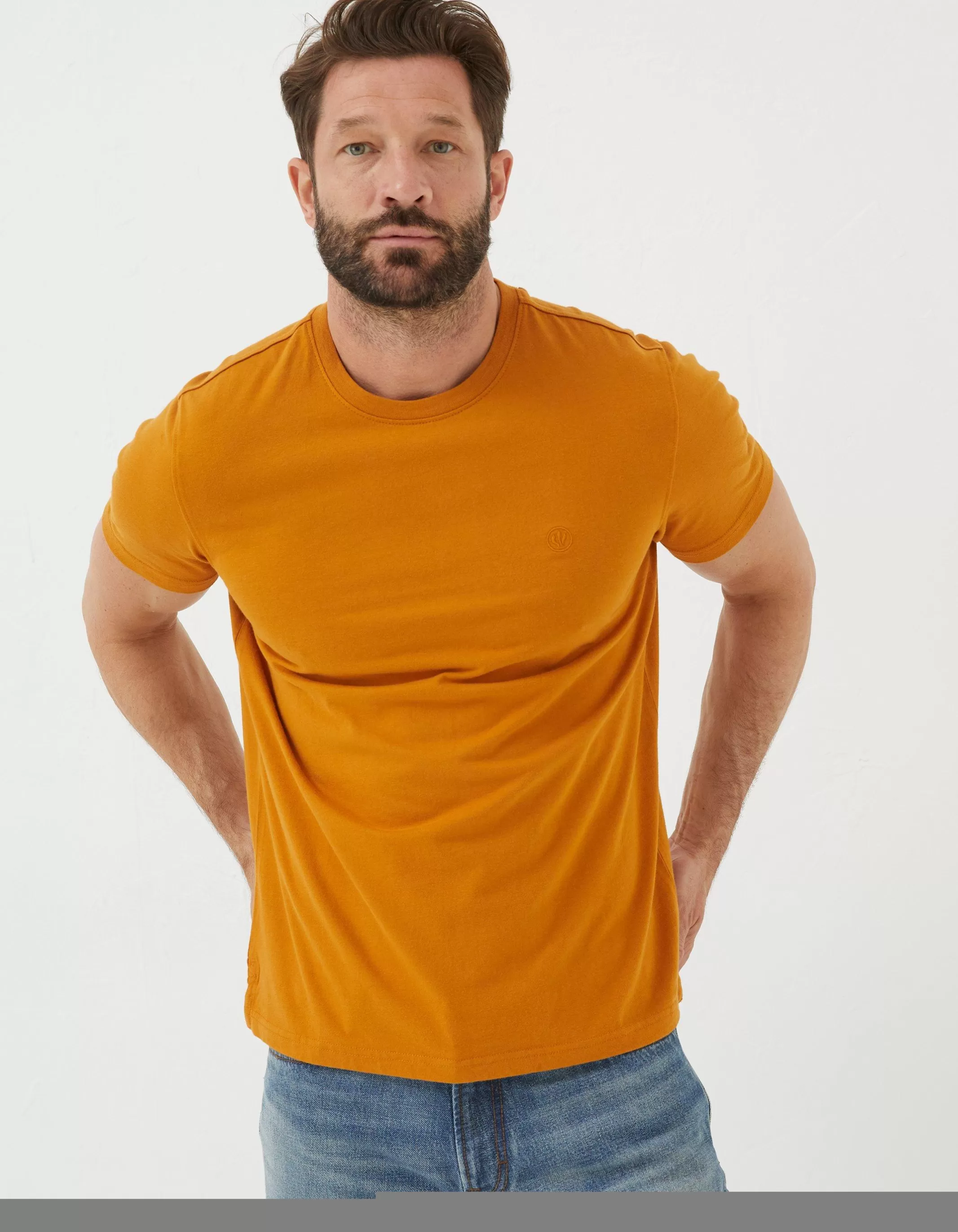 Outlet FatFace Lulworth Organic Cotton Crew T-Shirt Vintage Gold