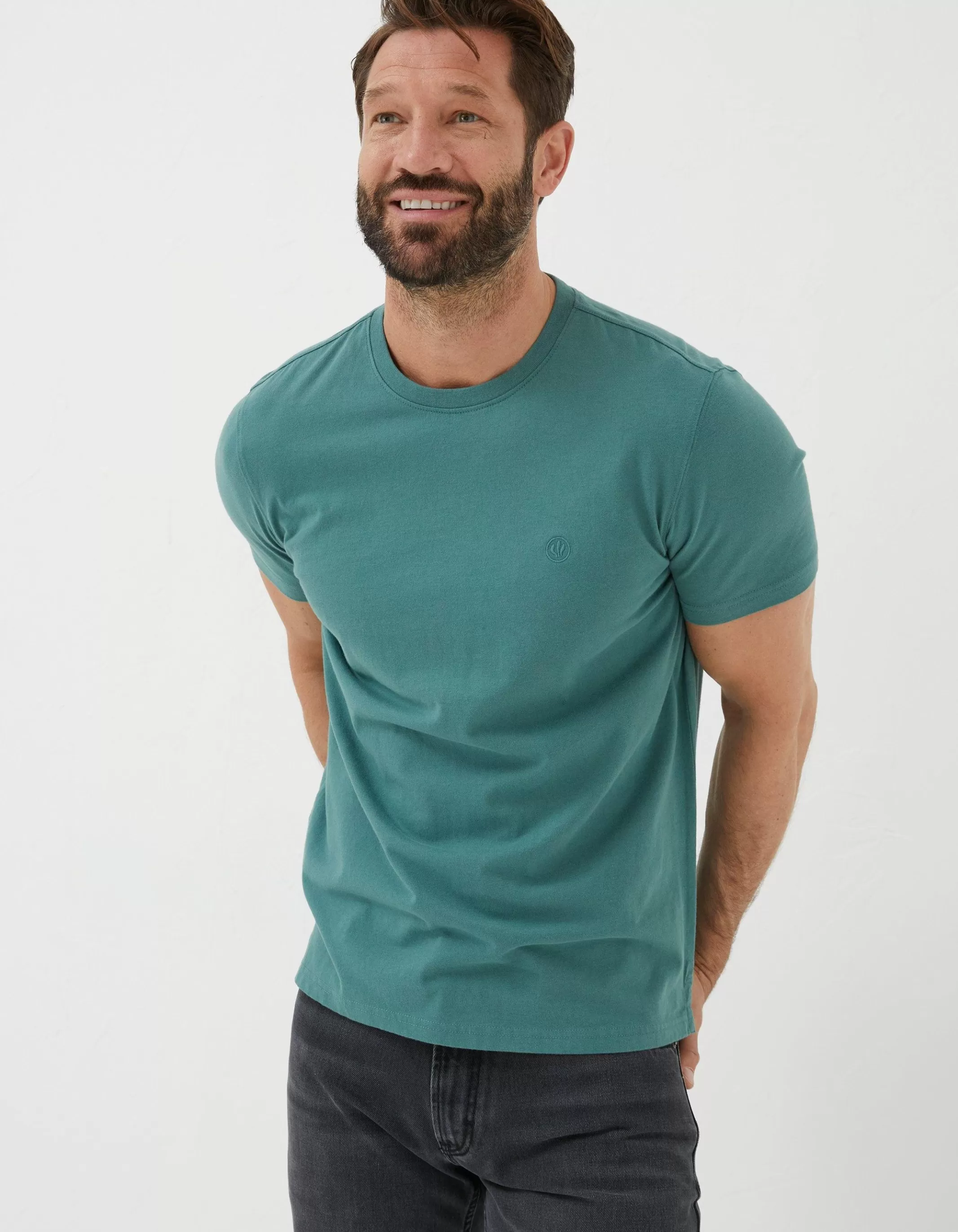 Fashion FatFace Lulworth Organic Cotton Crew T-Shirt Dark Teal