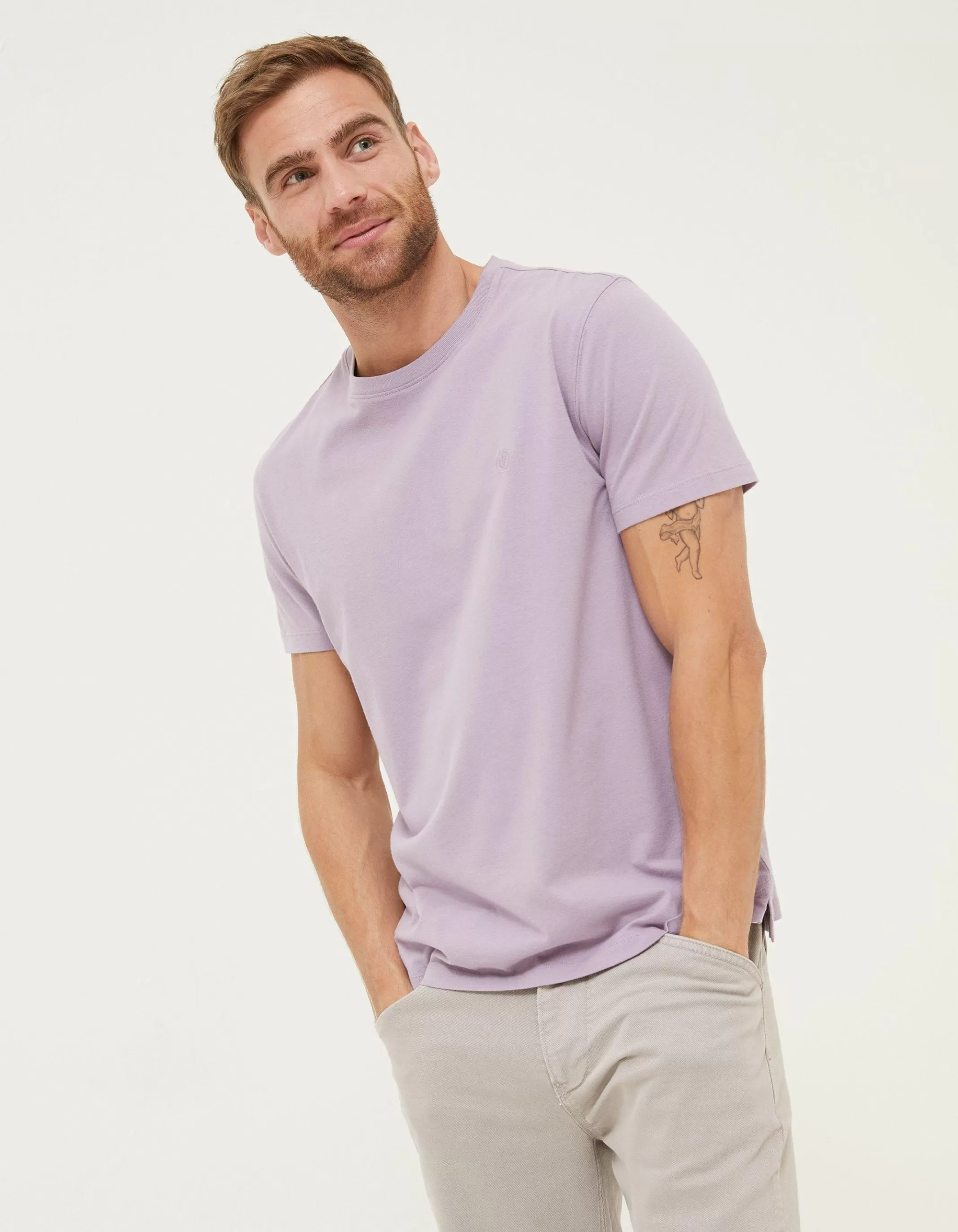 Cheap FatFace Lulworth Organic Cotton Crew T-Shirt Lilac