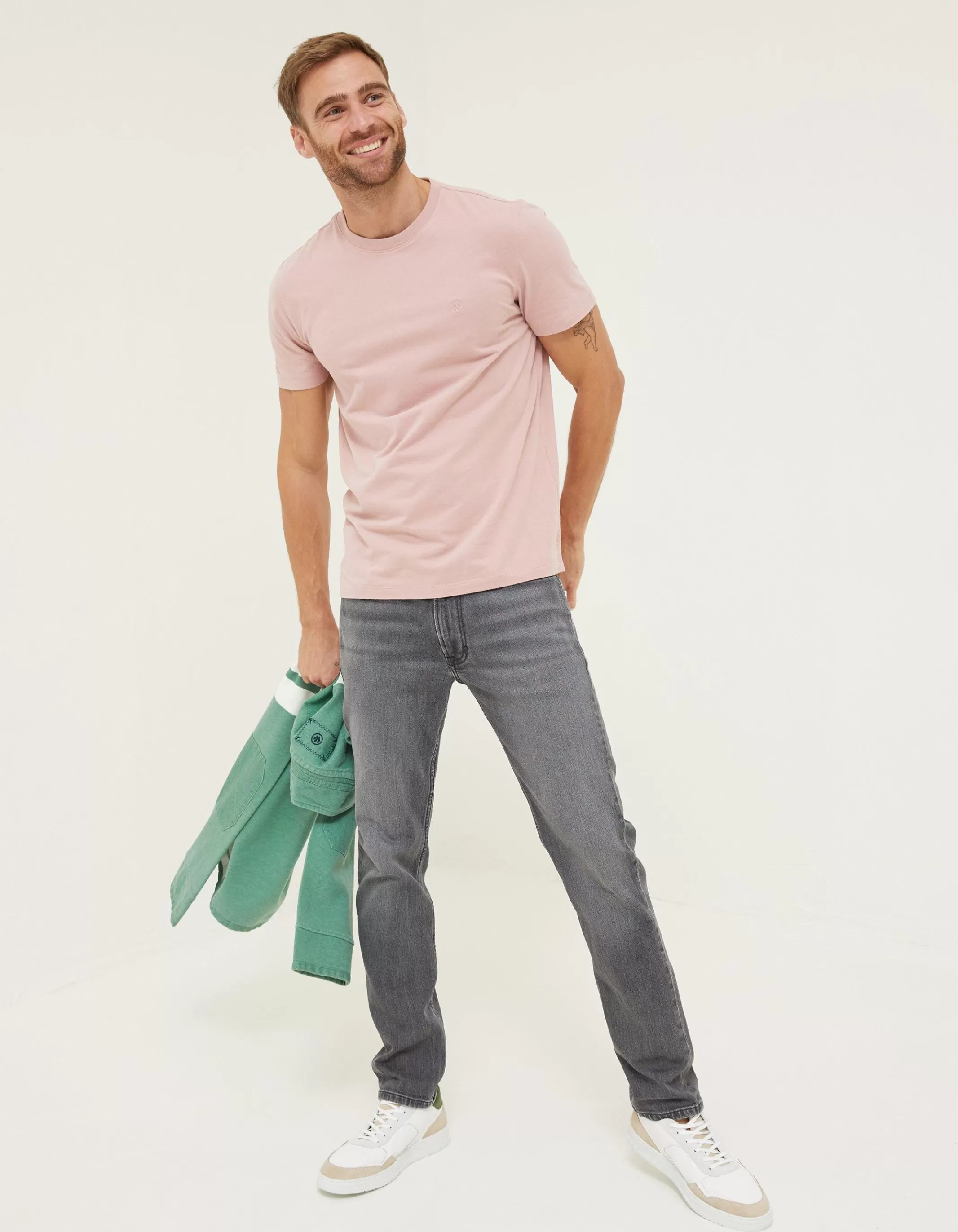 Online FatFace Lulworth Organic Cotton Crew T-Shirt Dusky Pink