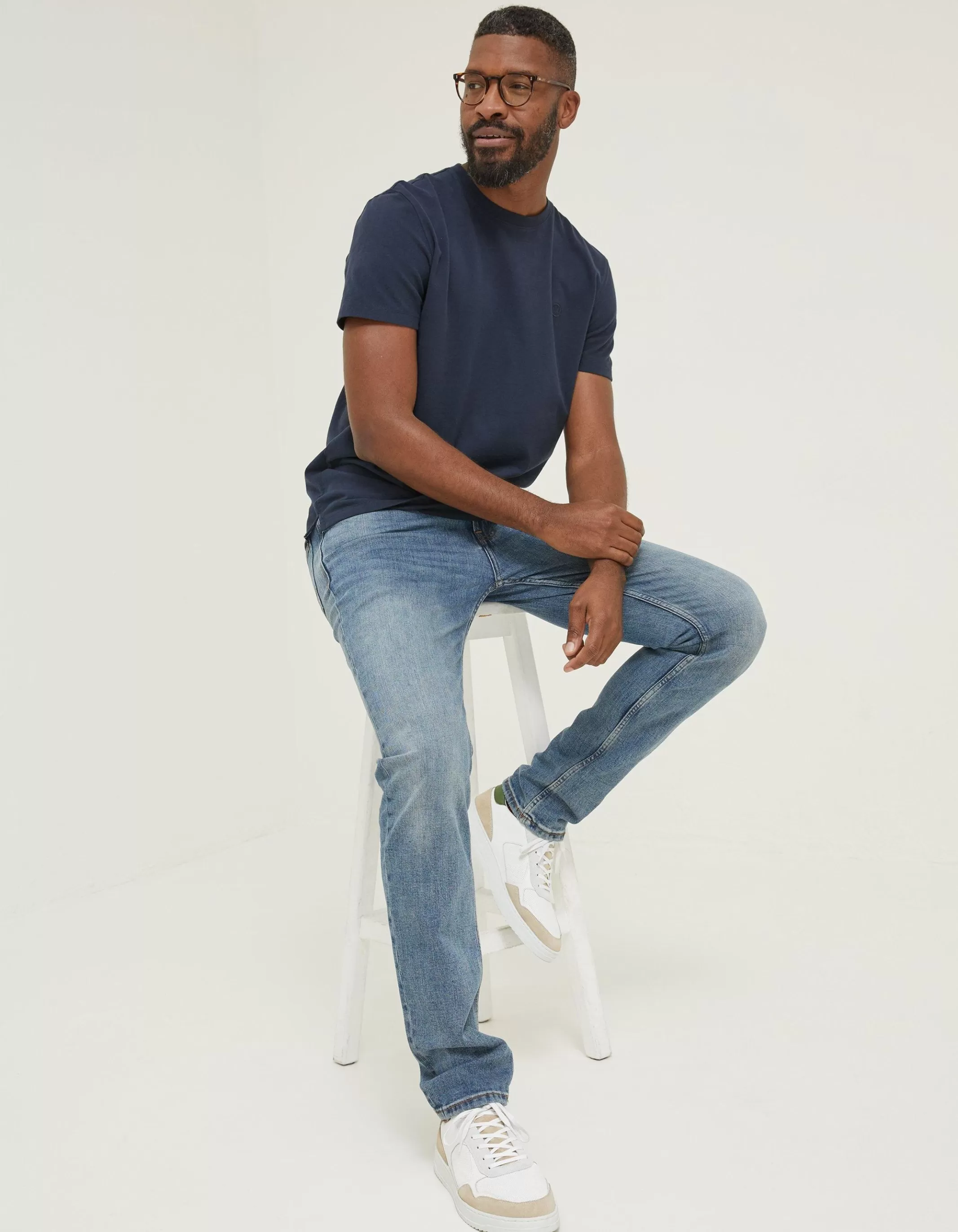 New FatFace Lulworth Organic Cotton Crew T-Shirt Navy