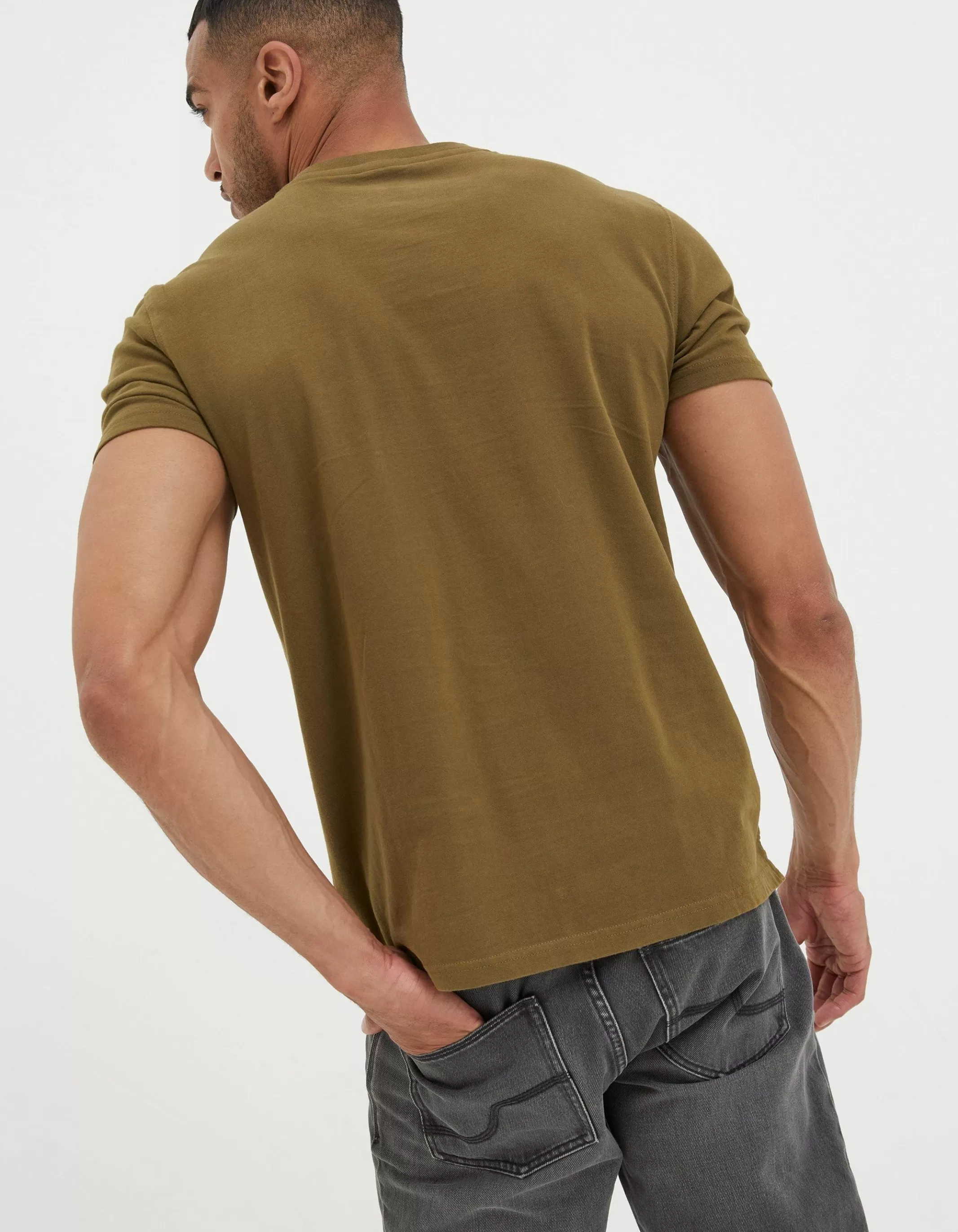 Best FatFace Lulworth Organic Cotton Crew T-Shirt Olive Green