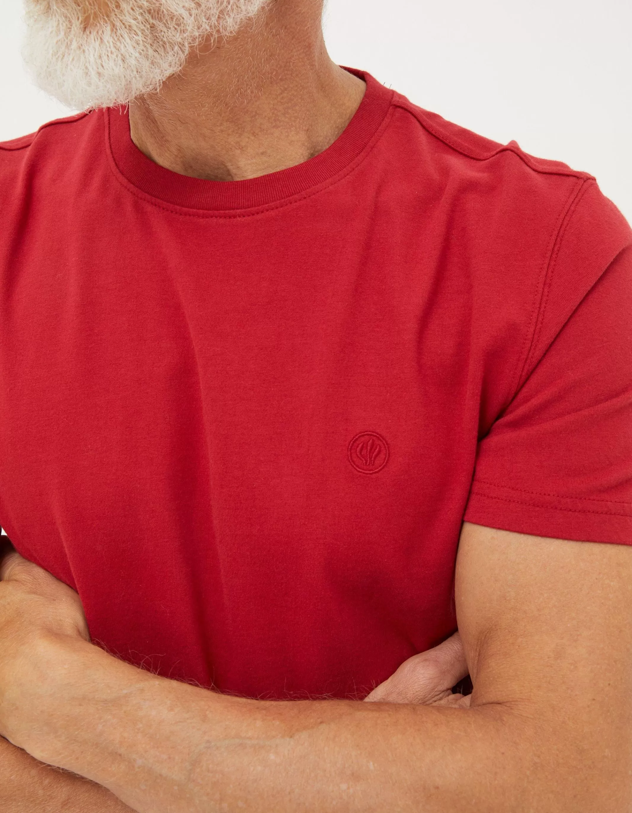Best Sale FatFace Lulworth Organic Cotton Crew T-Shirt Bright Red