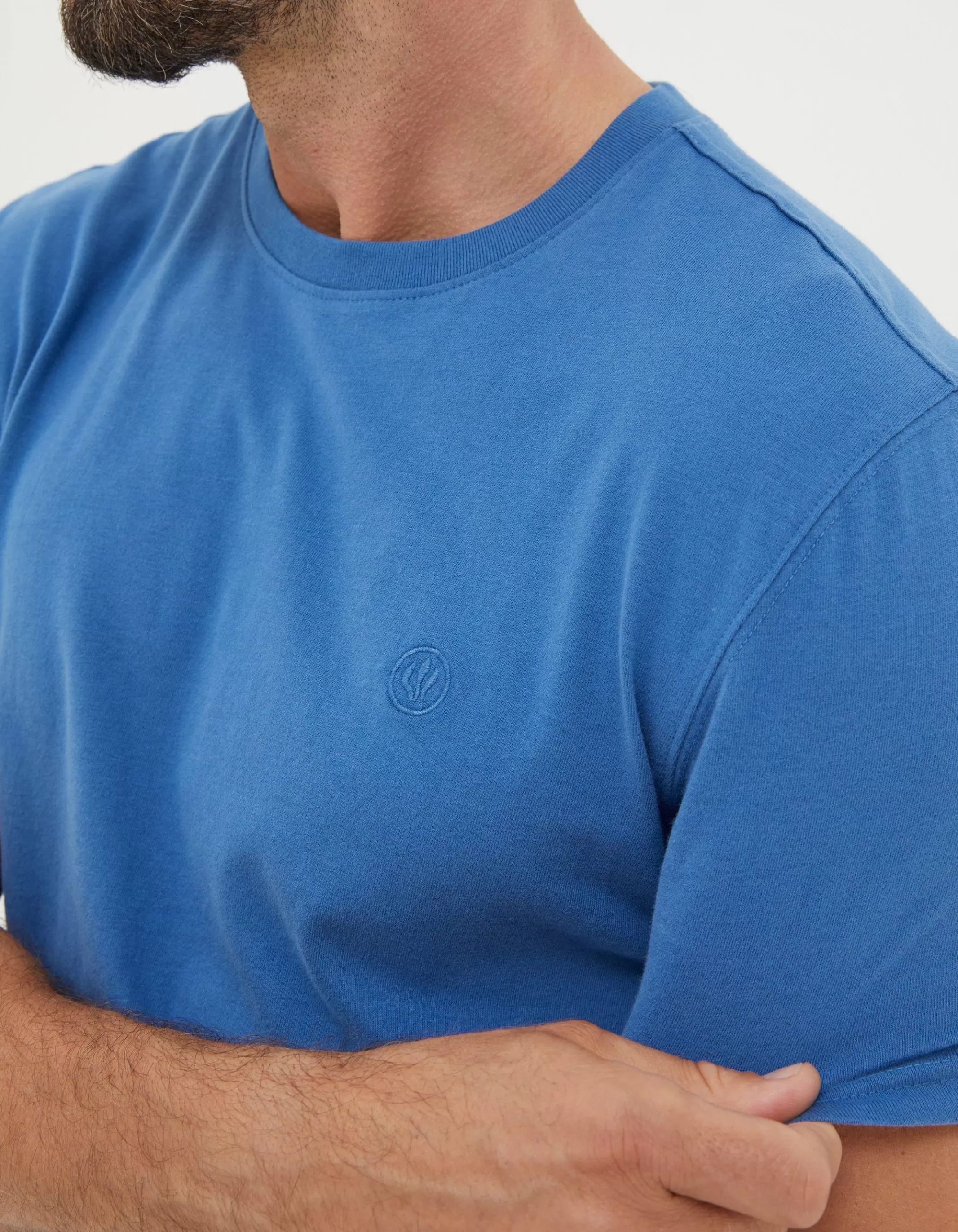 Fashion FatFace Lulworth Organic Cotton Crew T-Shirt Blue