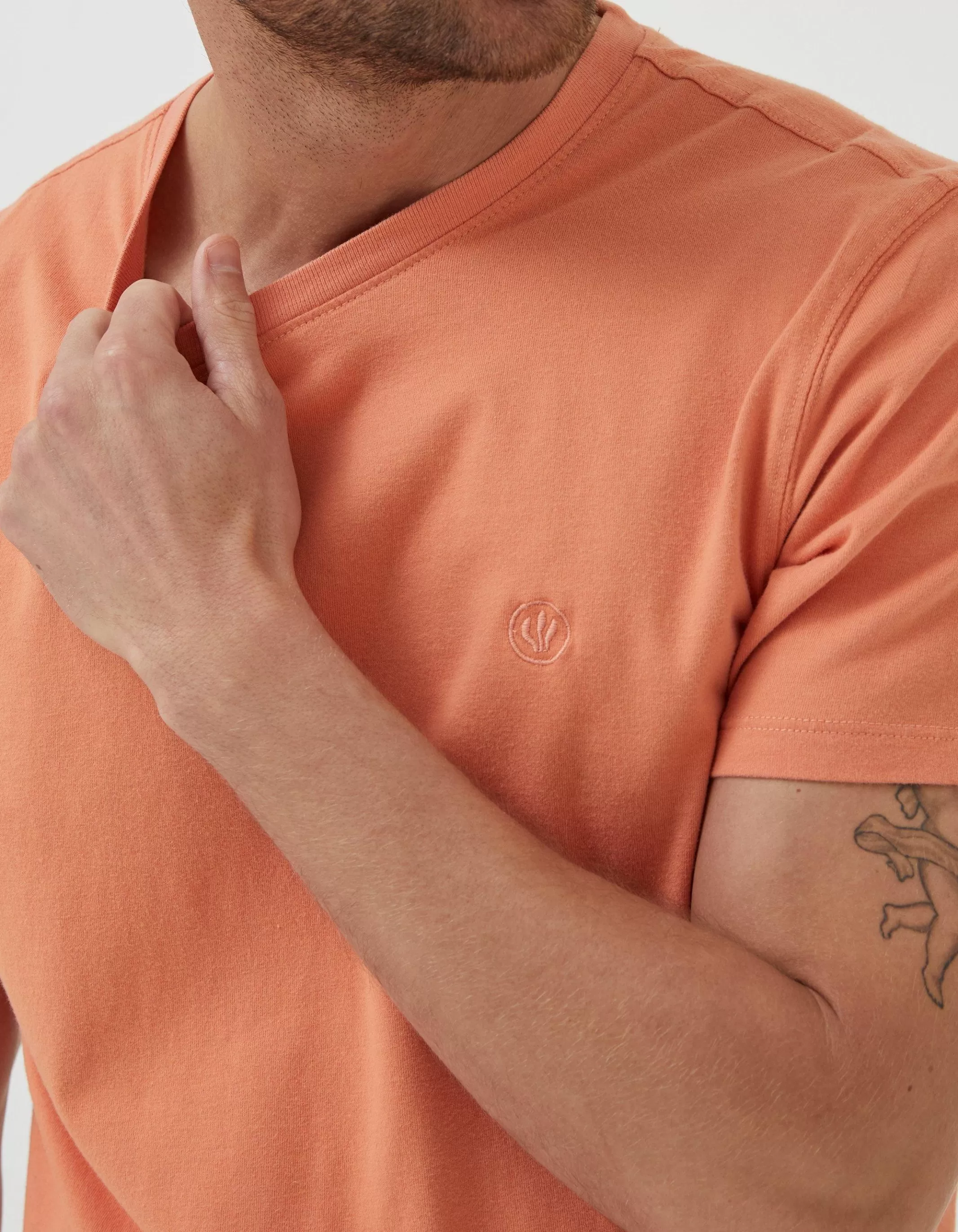 Hot FatFace Lulworth Organic Cotton Crew T-Shirt Dusky Orange