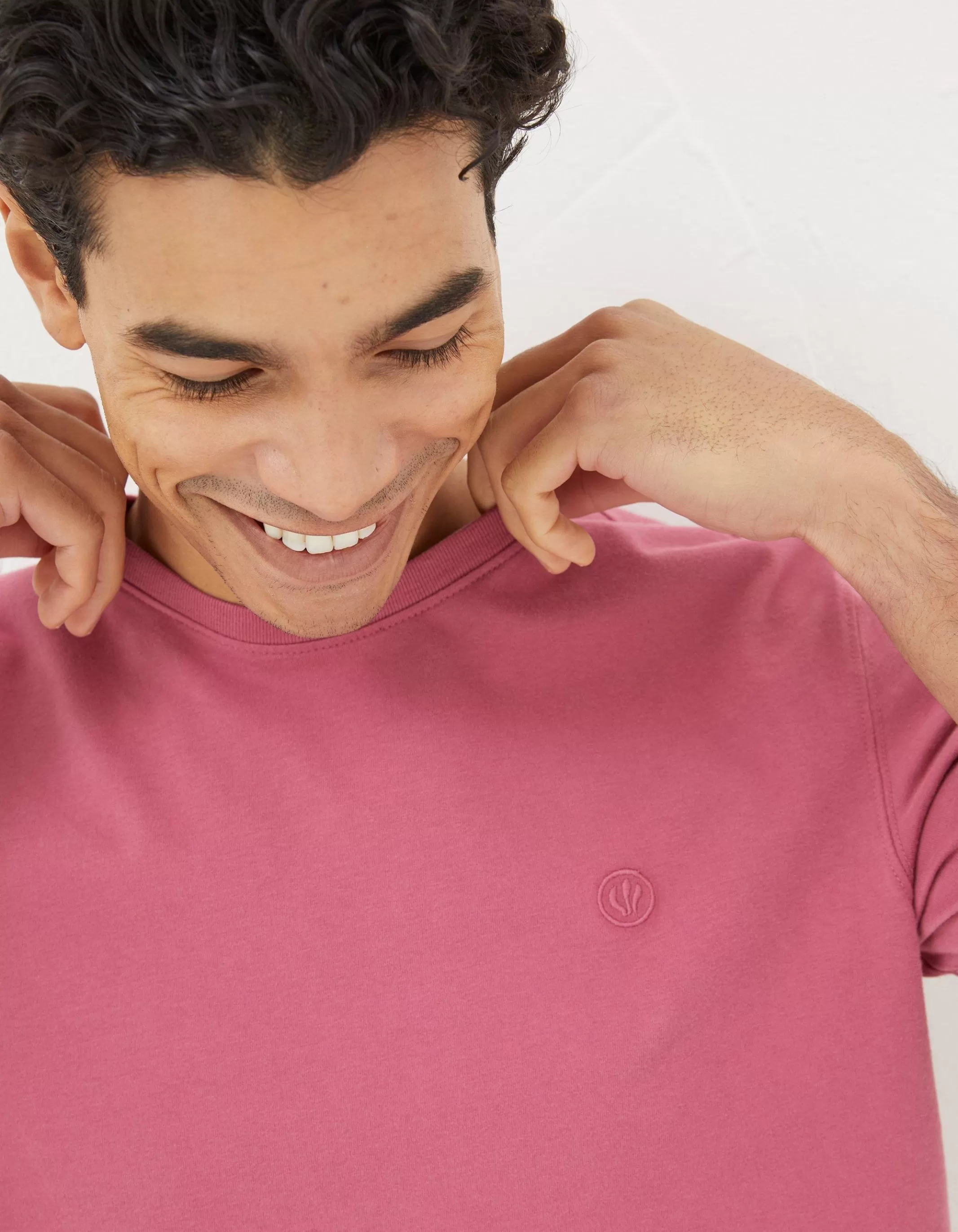 Online FatFace Lulworth Organic Crew T-Shirt Rose Pink