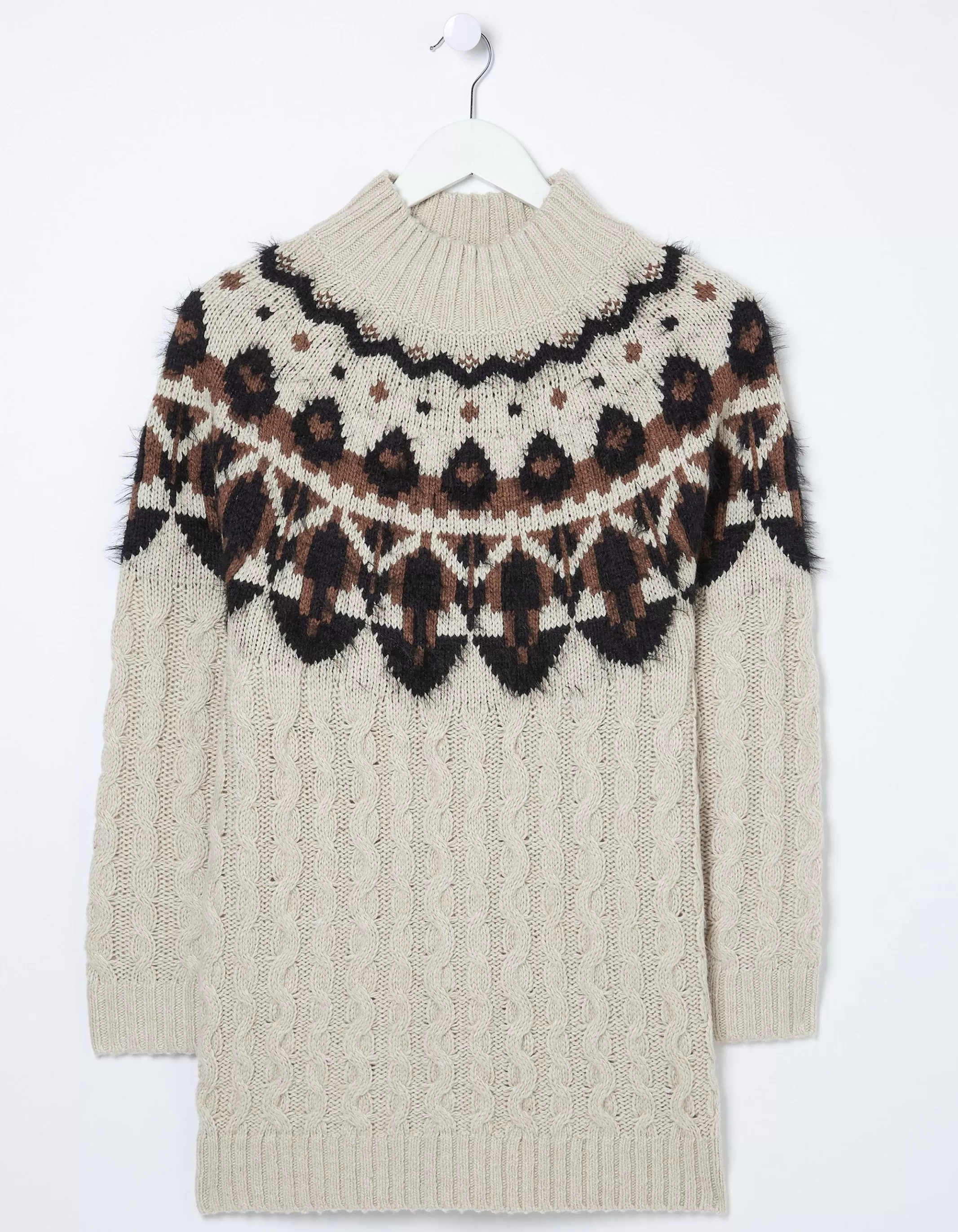 Sale FatFace Maddie Fairisle Yoke Tunic Ivory