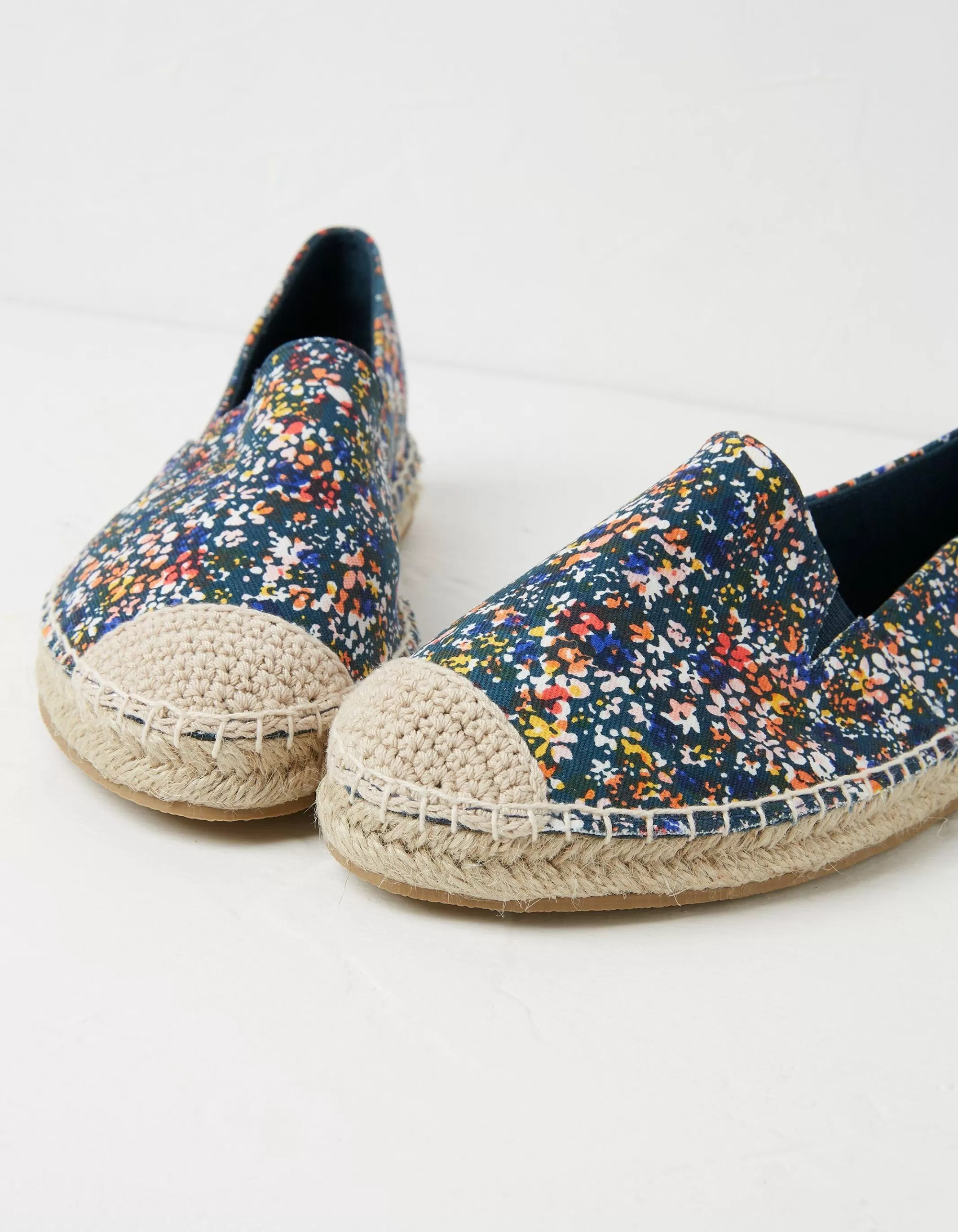 New FatFace Maggie Printed Espadrilles Navy