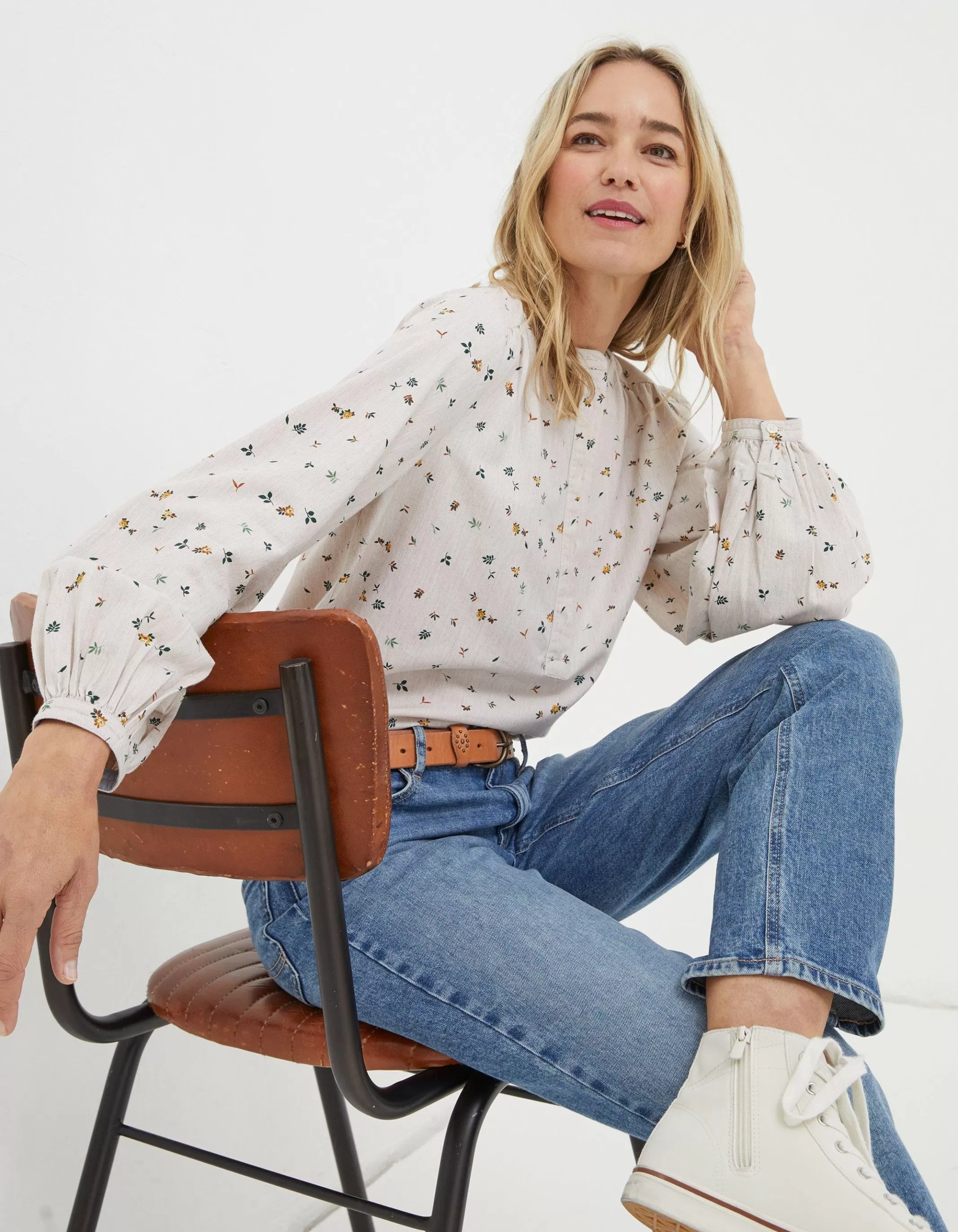 Discount FatFace Mallie Ditsy Shirt Oatmeal