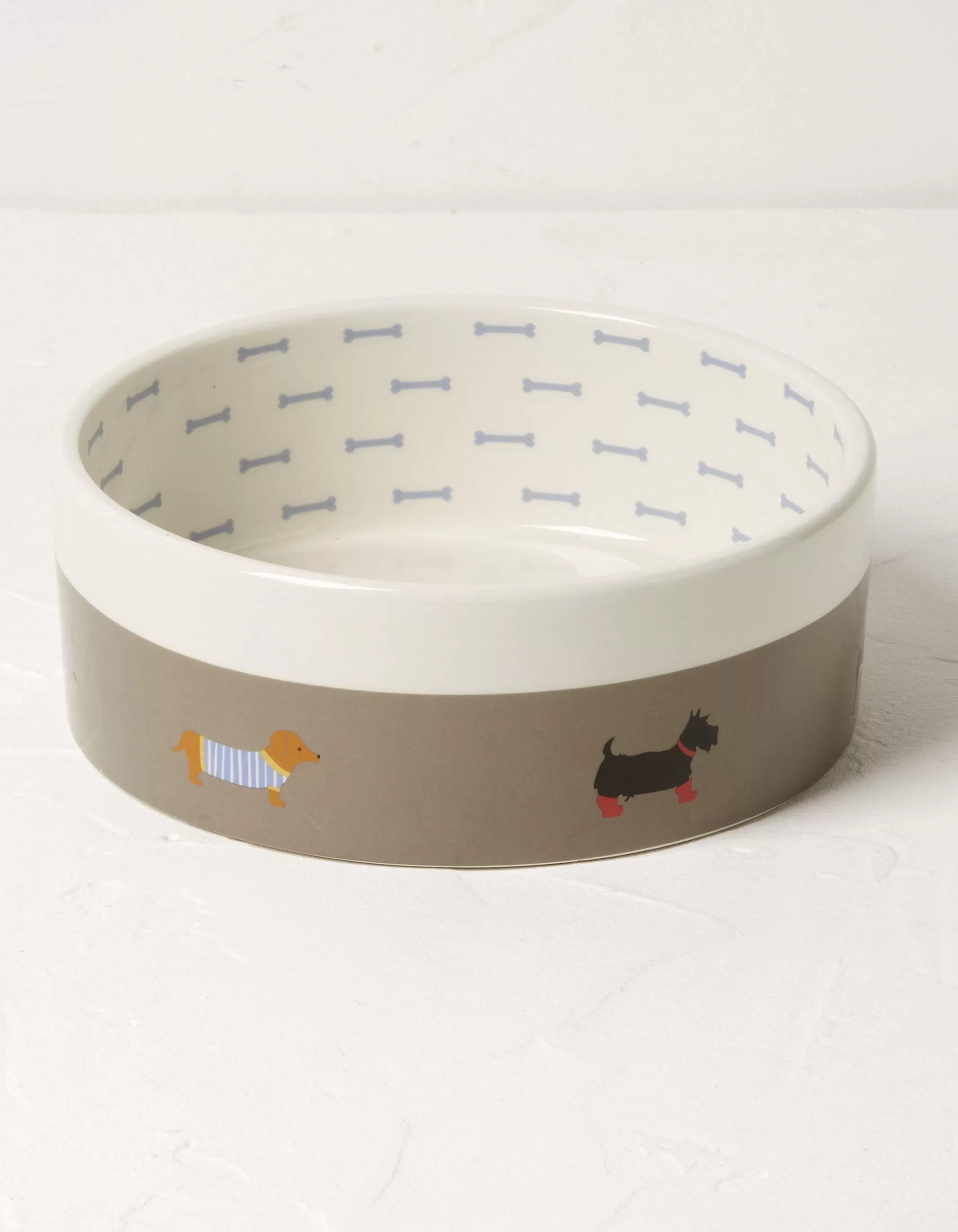 Best FatFace Marching Dogs Print Pet Bowl Grey