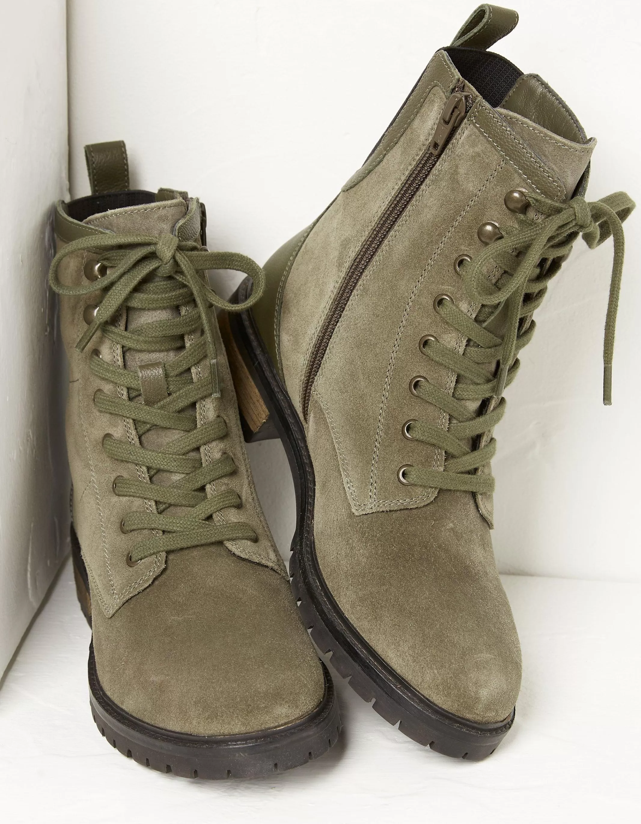 Store FatFace Margot Suede Ankle Hiker Boot Khaki Green