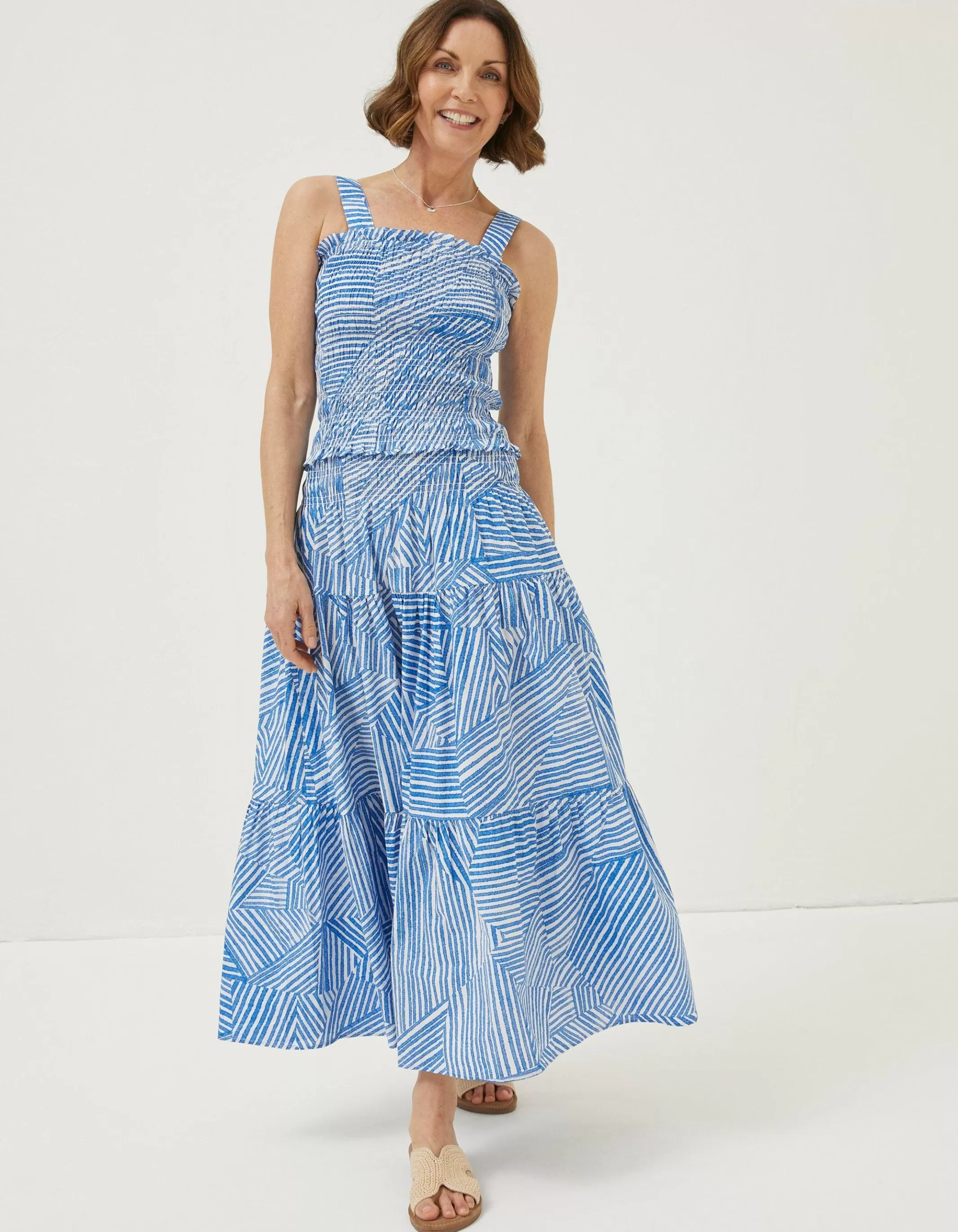 Online FatFace Marina Abstract Maxi Skirt Ivory