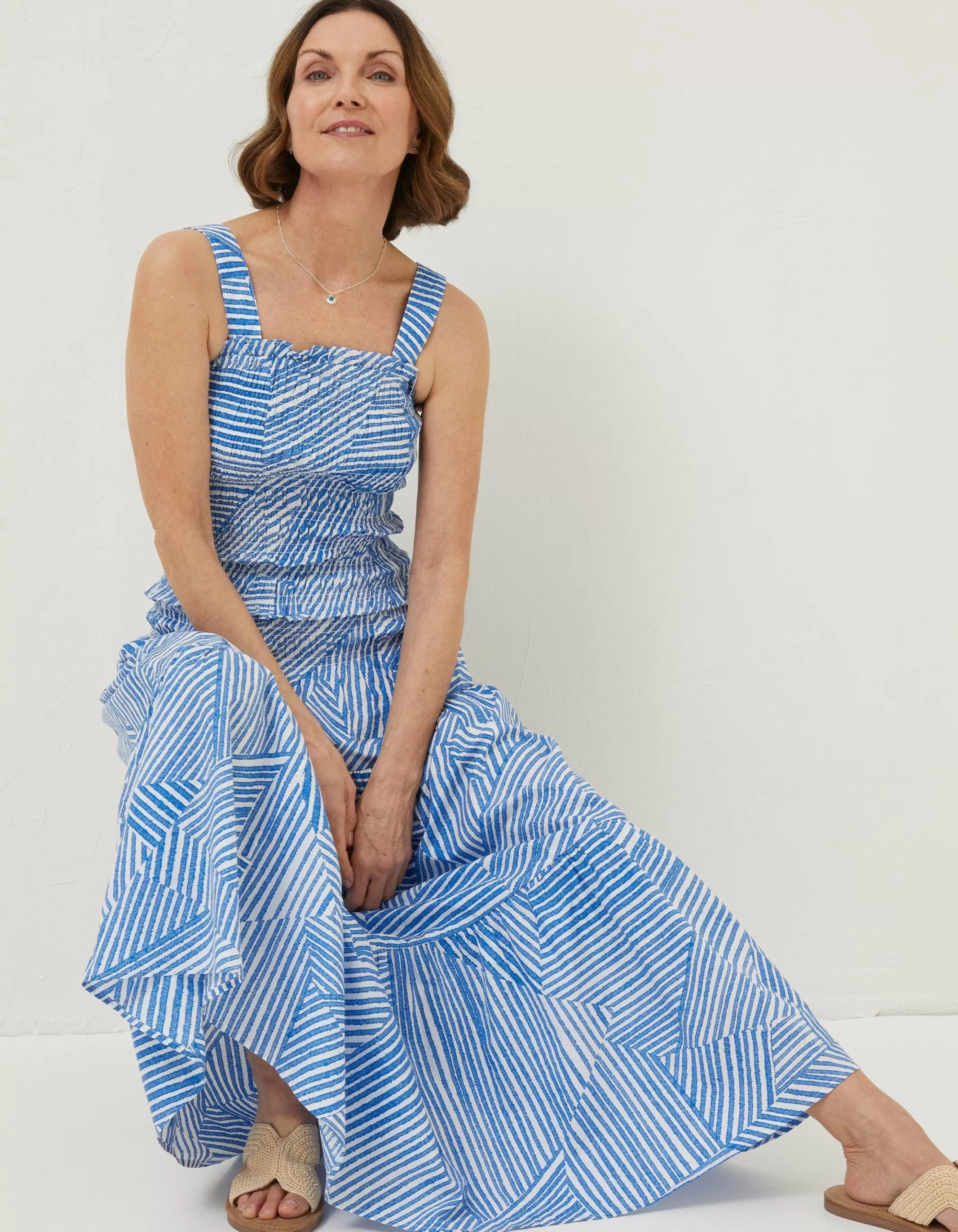 Online FatFace Marina Abstract Maxi Skirt Ivory