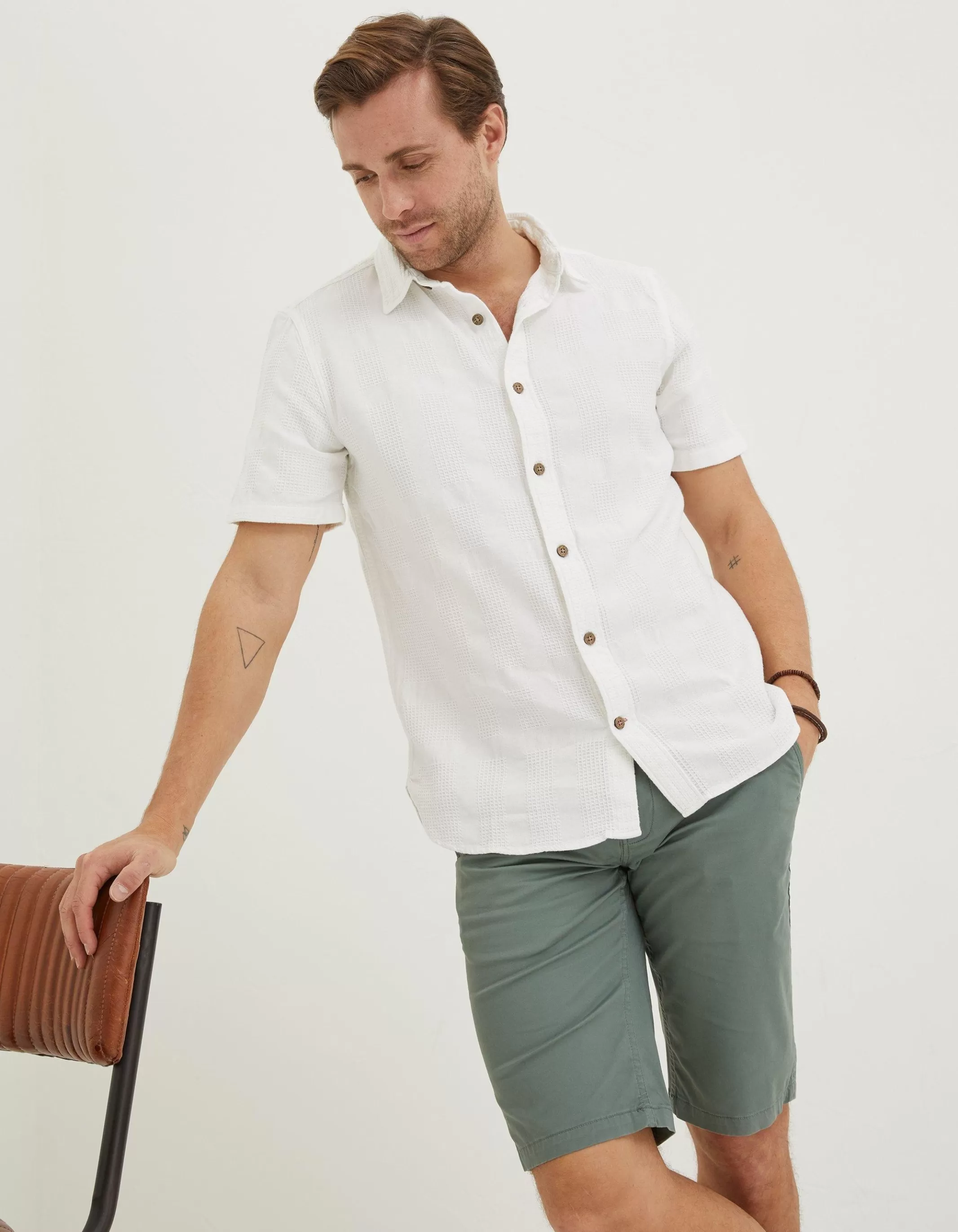 Hot FatFace Mawes Chino Shorts Green Haze