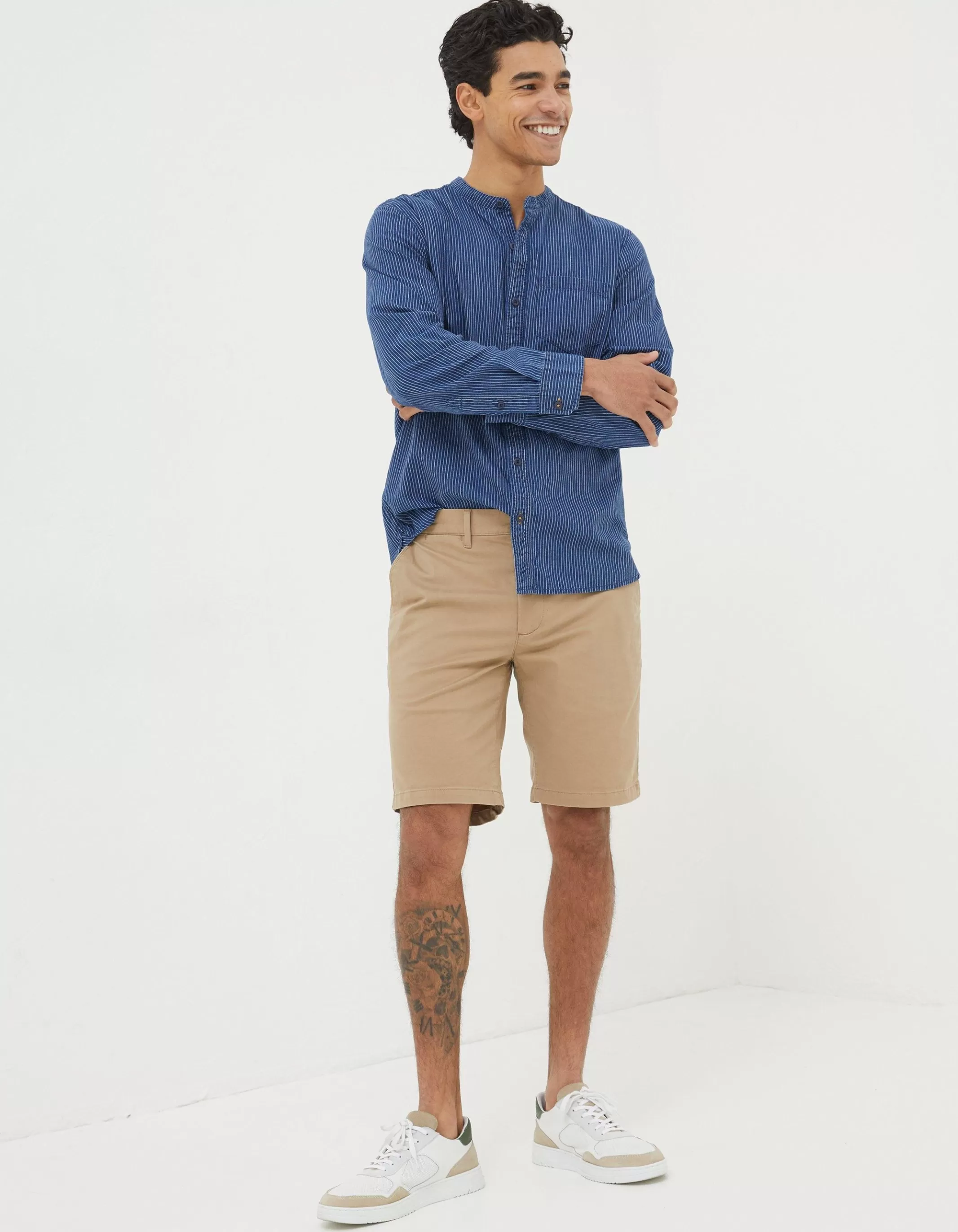 Discount FatFace Mawes Organic Cotton Chino Shorts Dark Stone