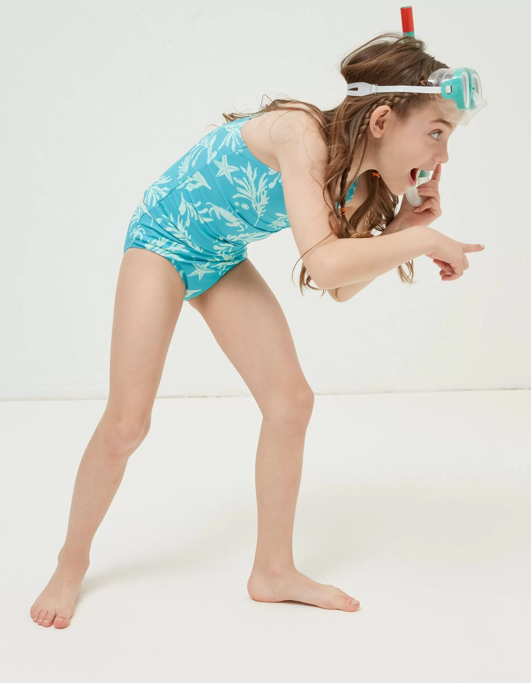 Cheap FatFace Mcs Rock Pool Tankini Aqua Blue