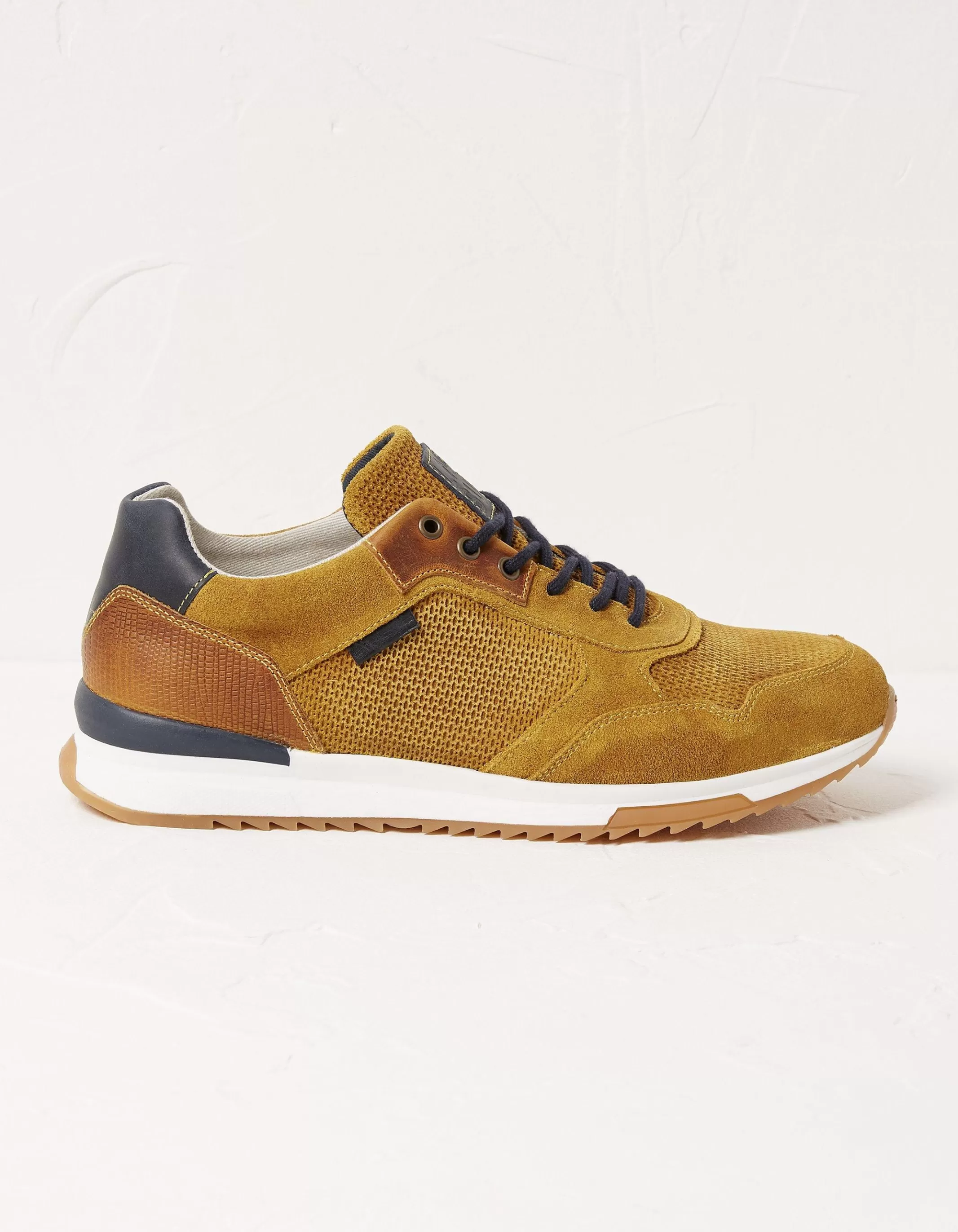 Sale FatFace Men's Leather Trainers Mustard