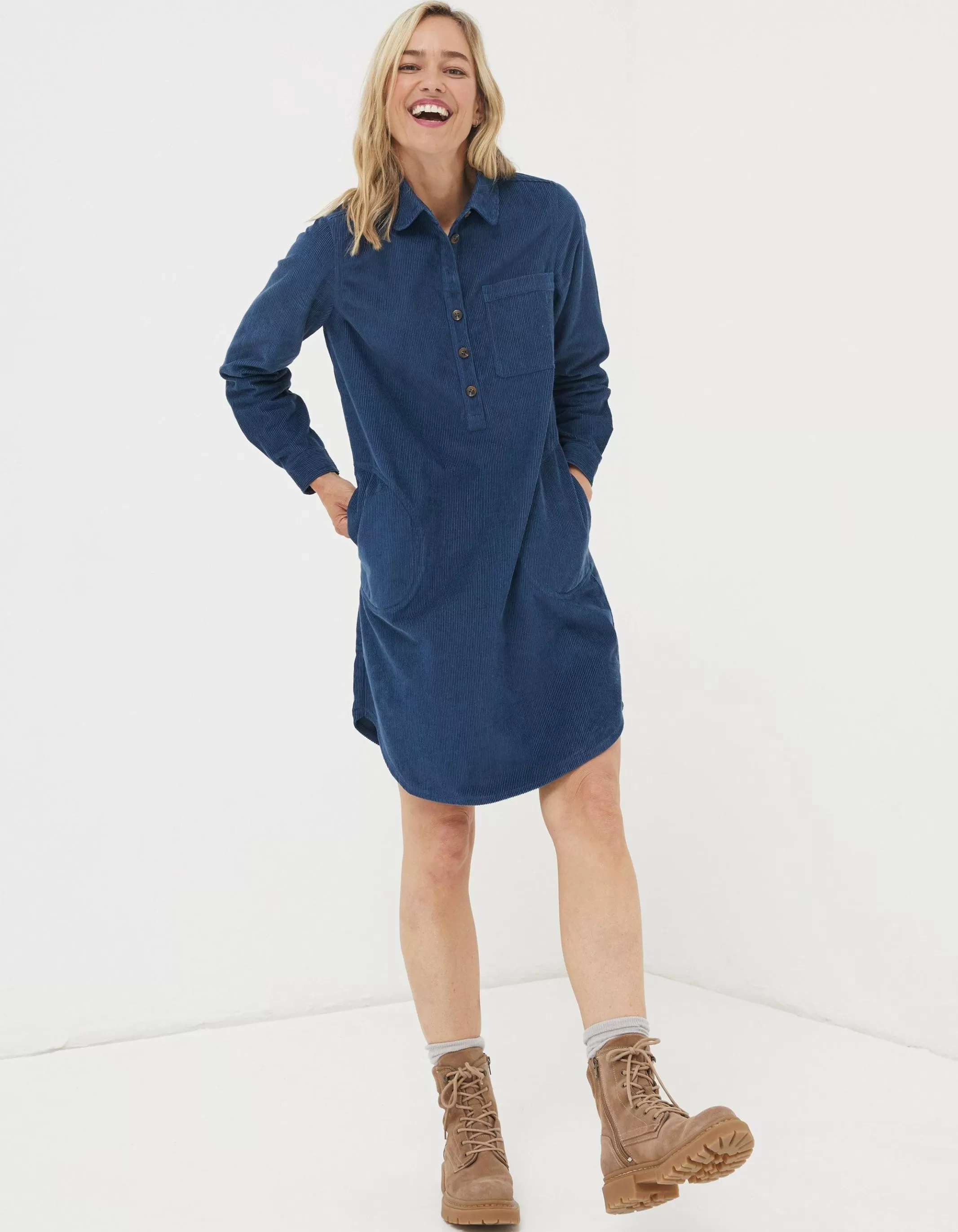 Clearance FatFace Micky Cord Dress Teal Green
