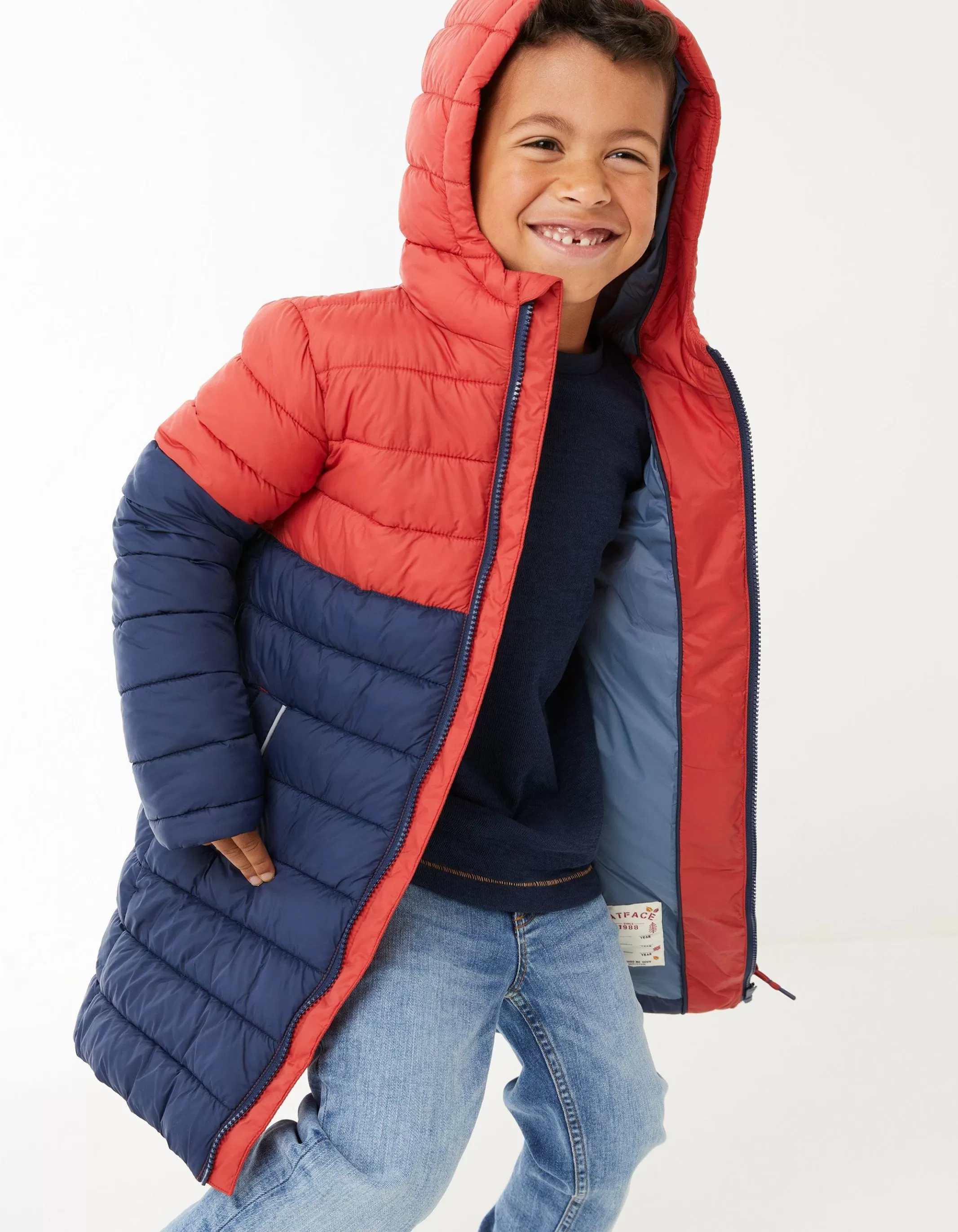 Shop FatFace Miller Longline Coat Red