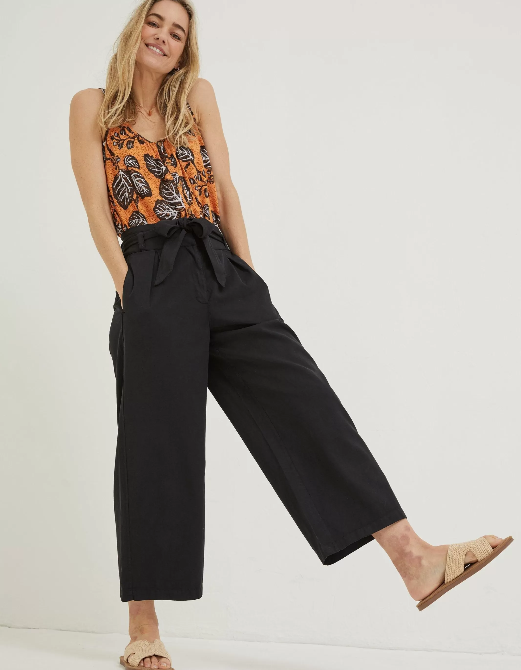 Sale FatFace Mina Crop Trouser Black