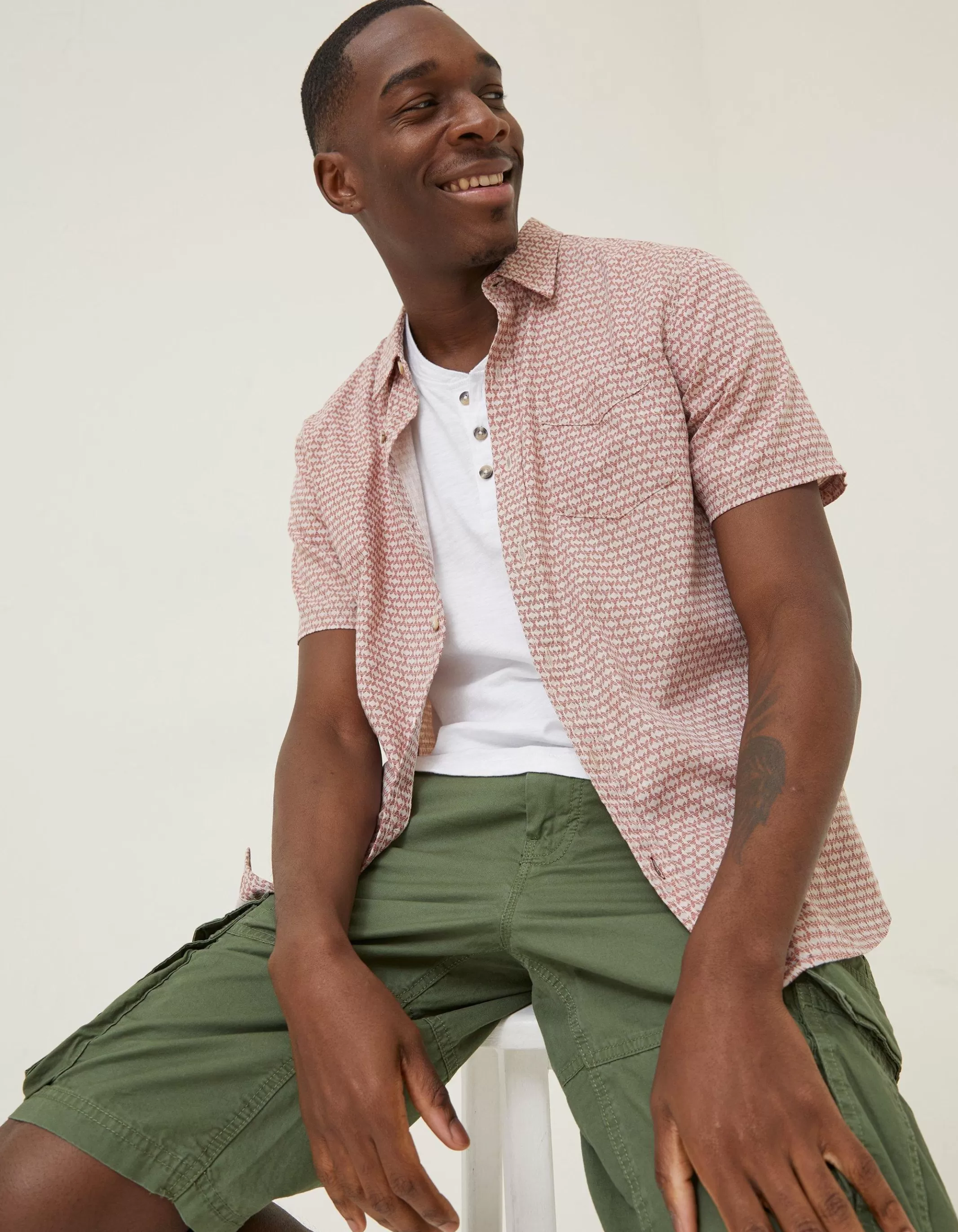Flash Sale FatFace Mini Geo Print Shirt Rust Red