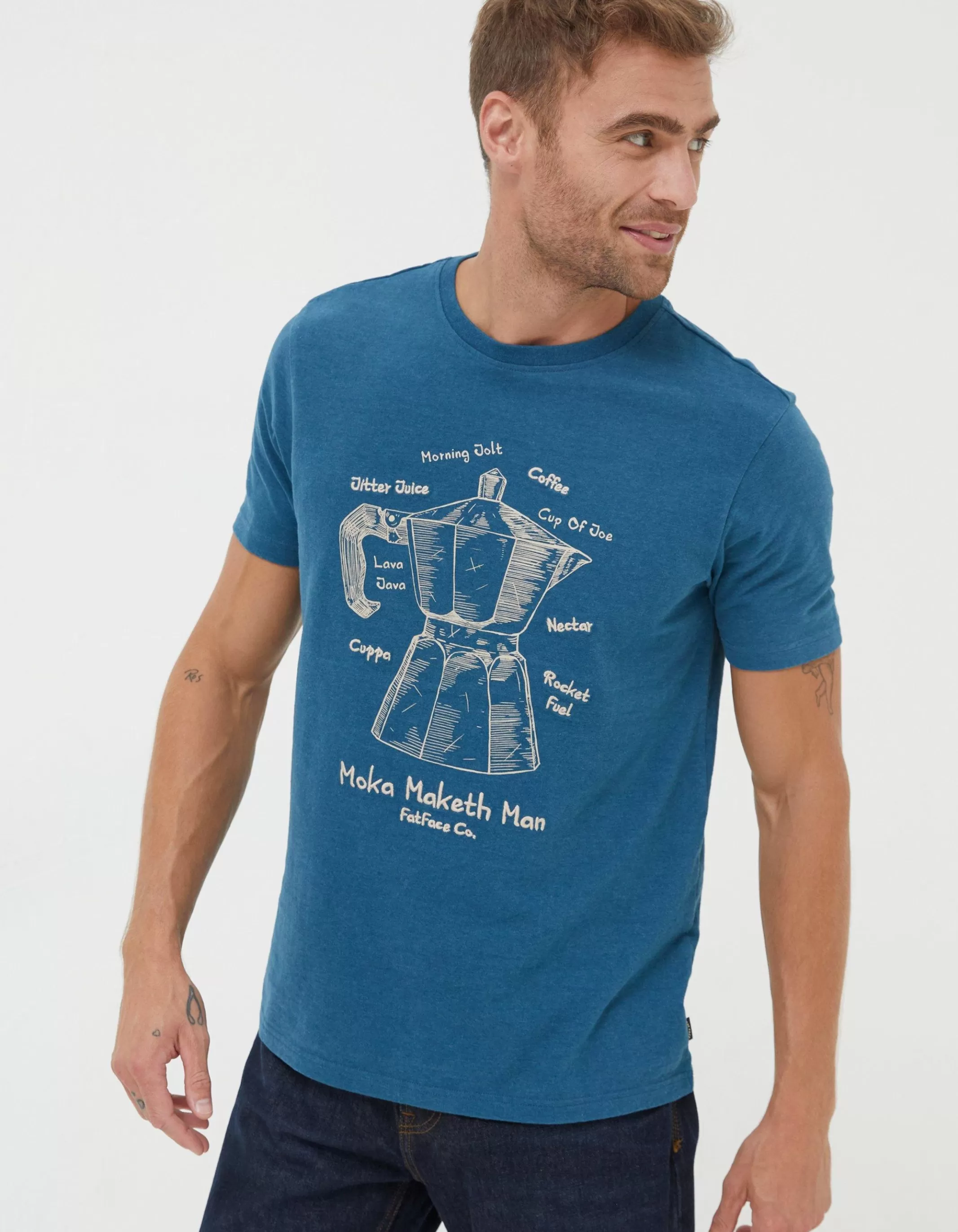 Best Sale FatFace Moka T-Shirt Teal Blue