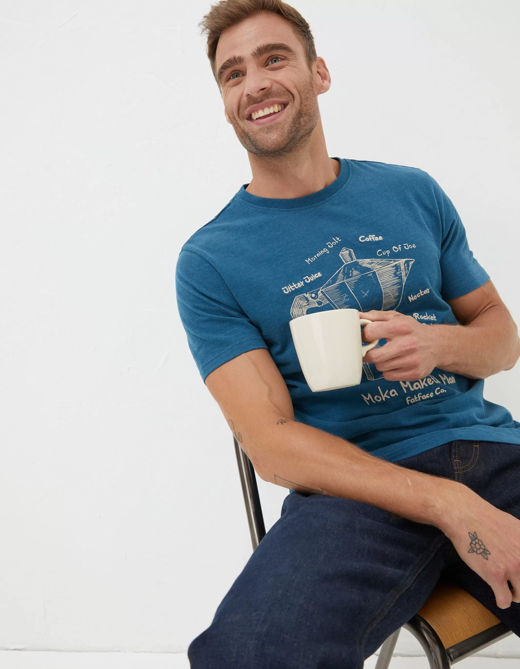 Best Sale FatFace Moka T-Shirt Teal Blue